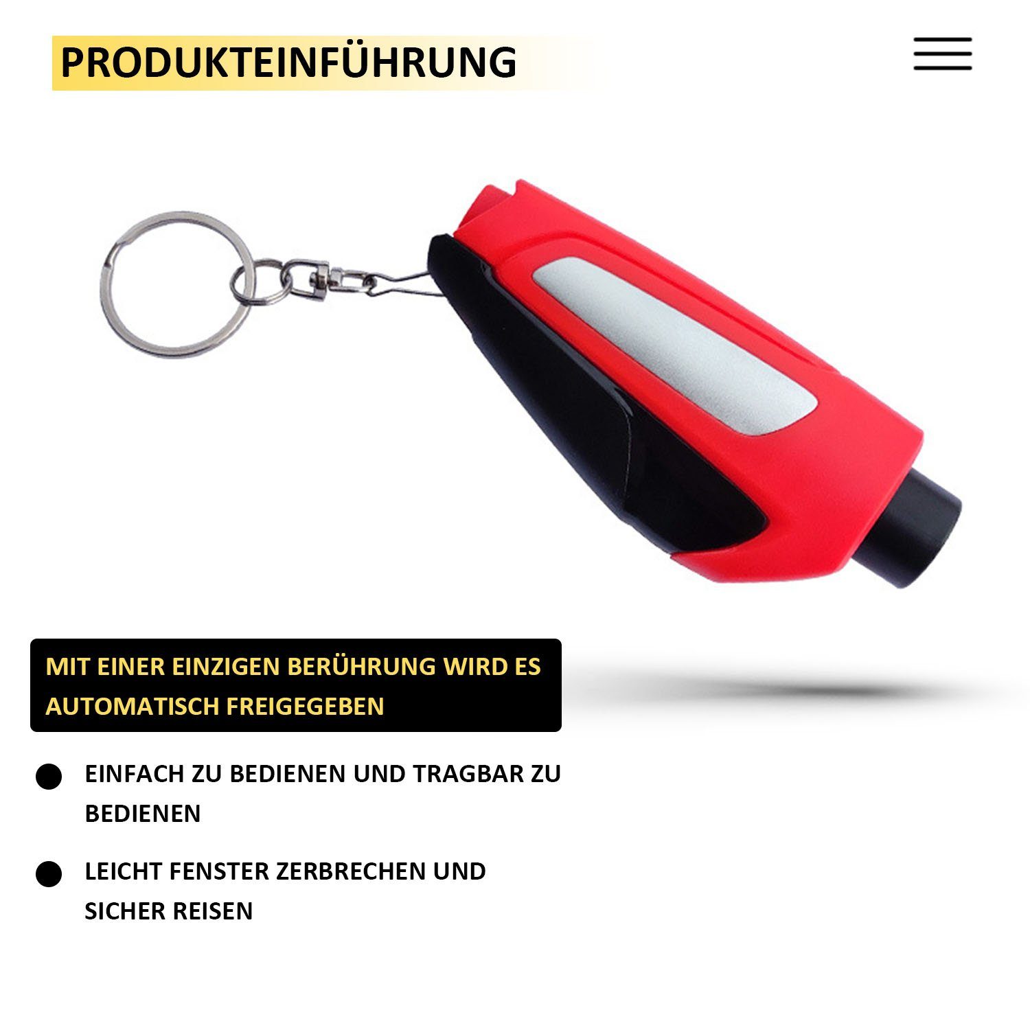 Typ Autonotrettungswerkzeug Notfall Werkzeug, Schlüsselanhänger MAGICSHE tlg), Fensterbrecher Mini Rot Hammertacker (1