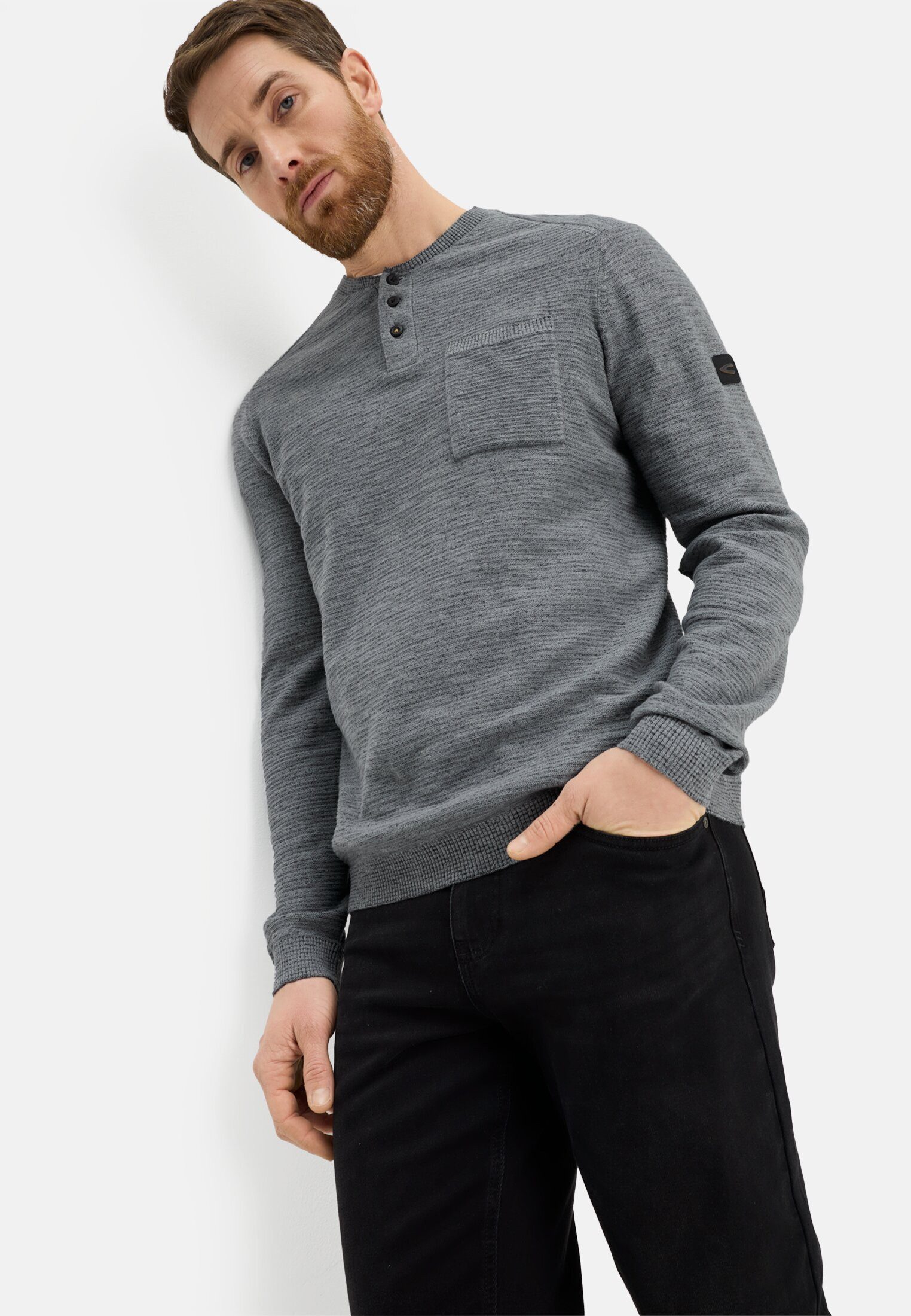 camel active Henleyshirt mit Henley Kragen Langarm
