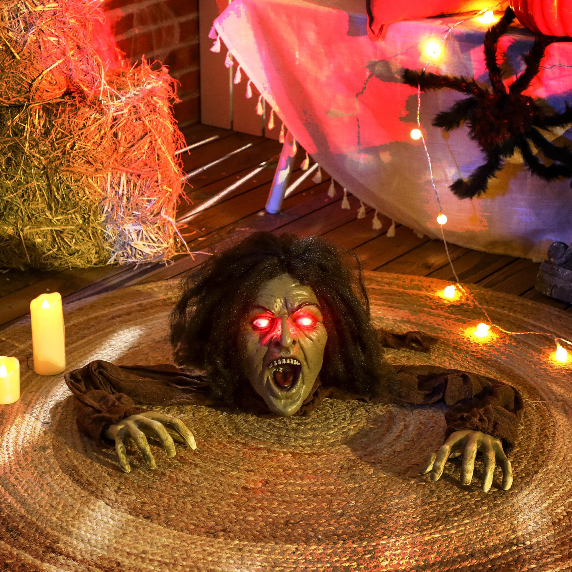 Outsunny Dekofigur mit Licht und Ton (Halloween-Geister, 1 St., Kriechende günstig online kaufen