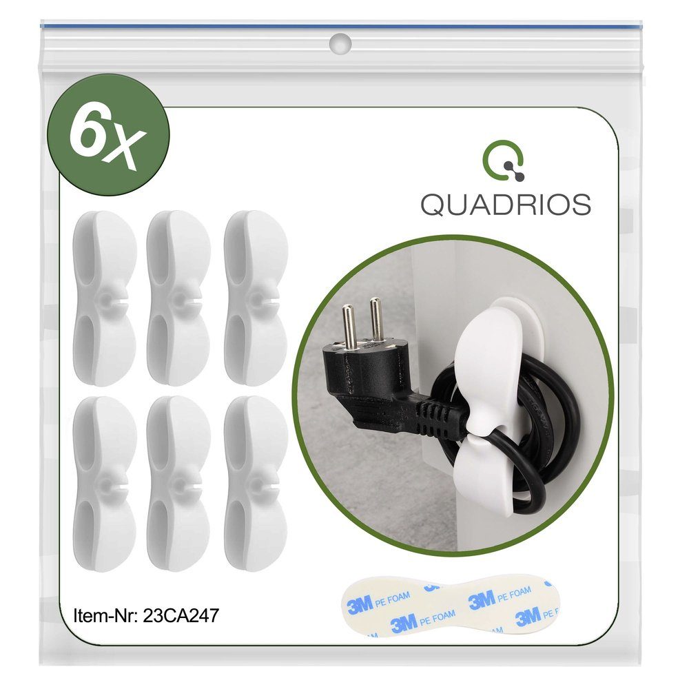 Quadrios Kabelverbinder-Sortiment Quadrios 23CA247 Kabelhalter selbstklebend 23CA247 Weiß 6 St., 23CA247