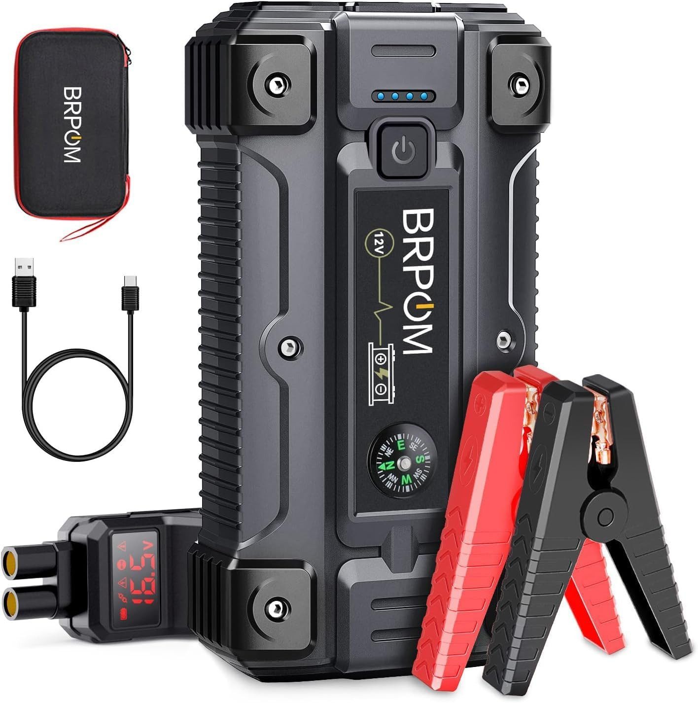 Acezuk Starthilfegerät Auto-Starthilfe 3-in1 Starthilfegerät (12 V), 26.800 mAh Powerbank, QC 3.0 Schnellladen & LED-Notlicht