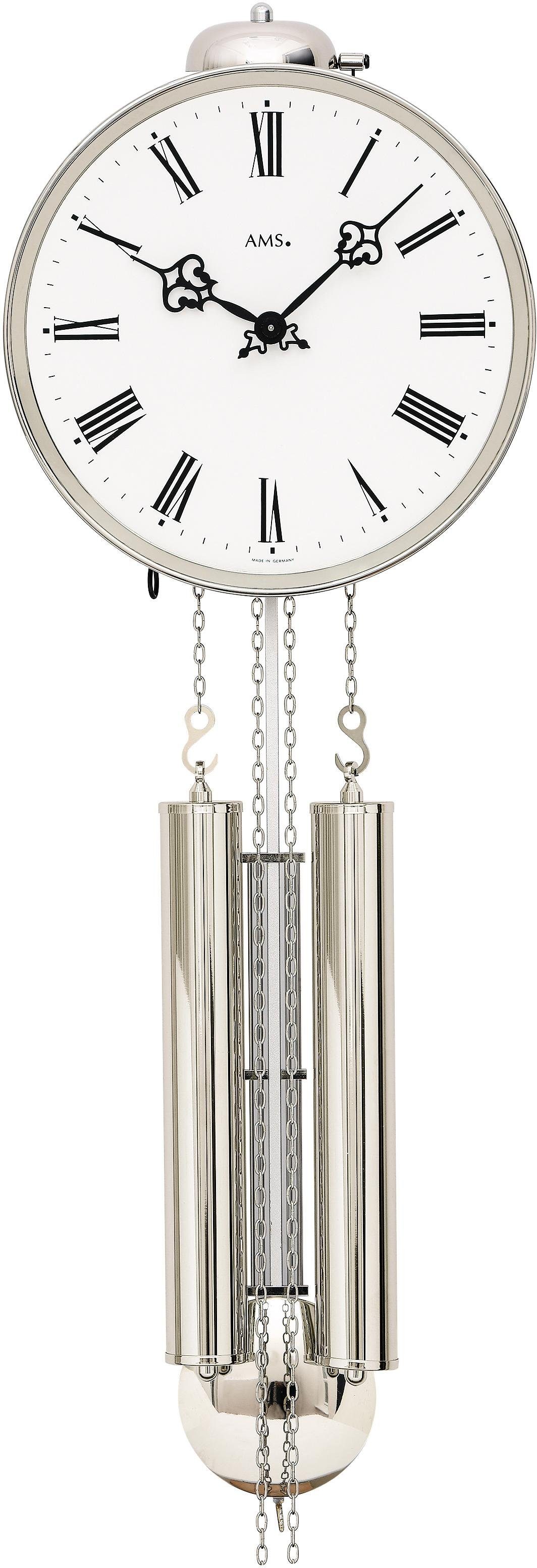 AMS Pendelwanduhr H342 (Mechanische Uhr,Holz-/Metallgehäuse,Made in Germany,Wohnzimmer)
