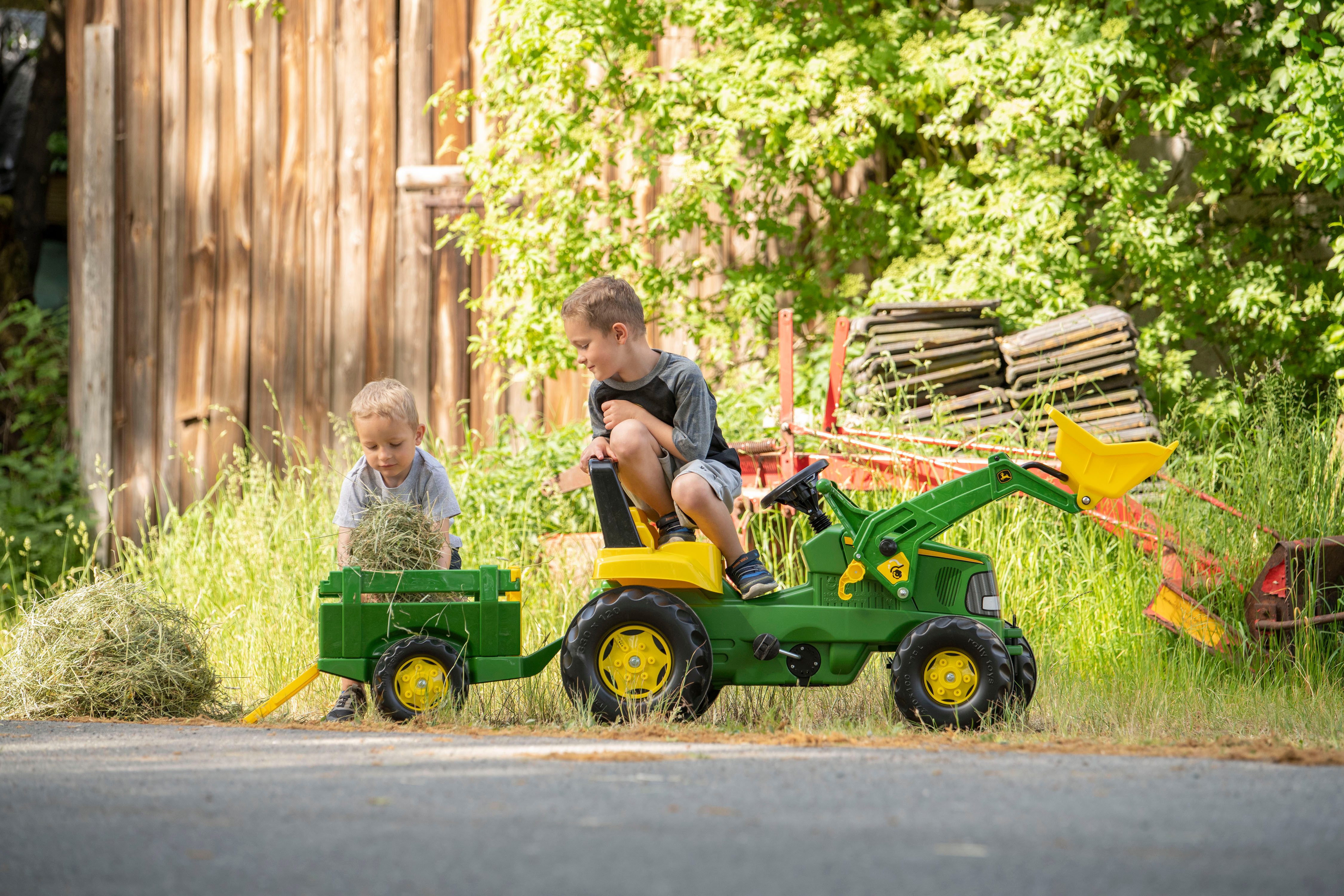 rolly toys® Trettraktor rollyJunior John Deere mit Lader und Trailer, Made in Europe Made in Germany
