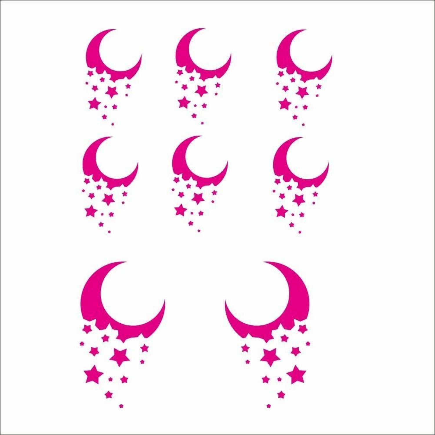 LuxusKollektion Aufkleber Autoaufkleber Mond Sterne Vinyl 8er Set Motorrad Laptop Rose Red