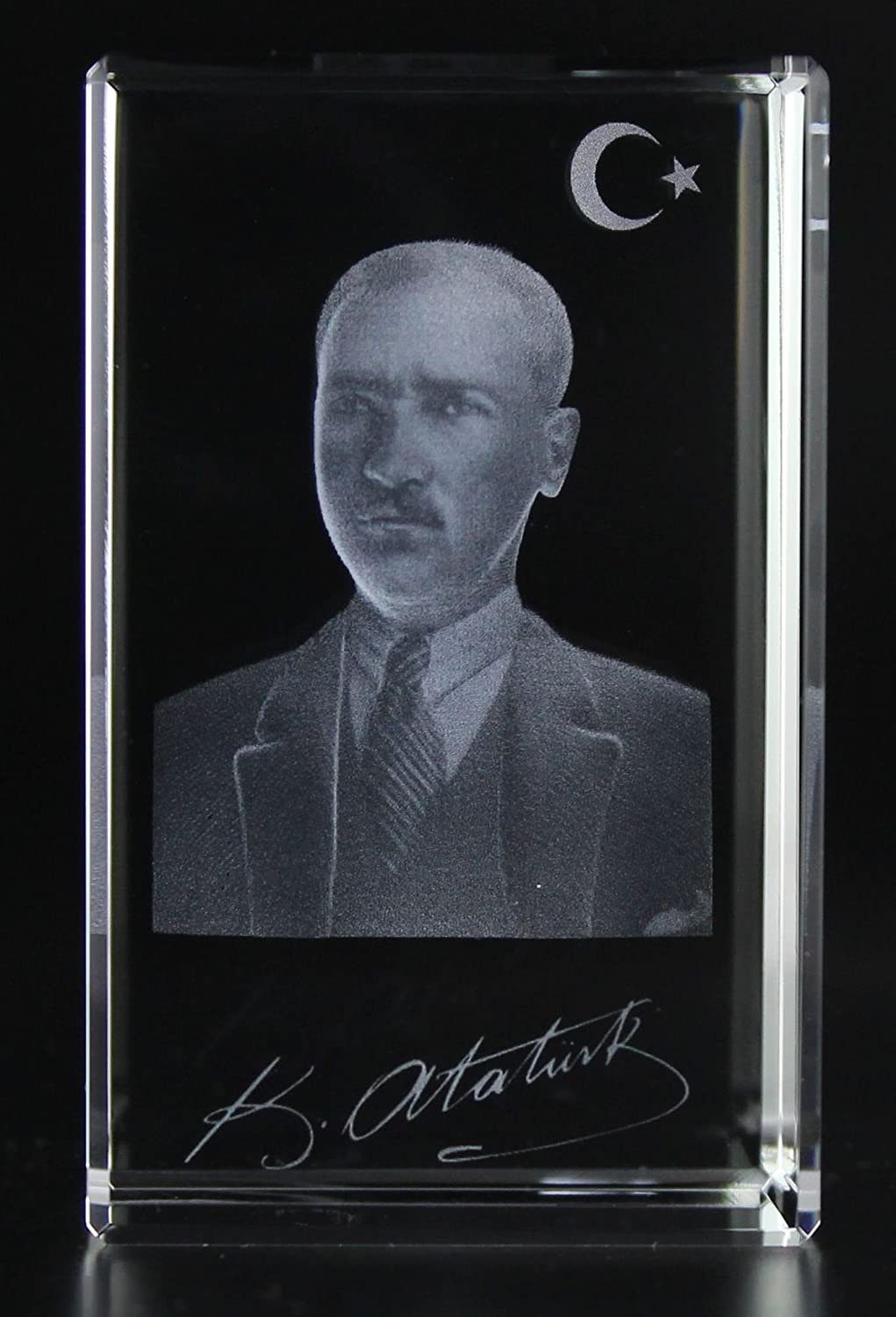 Dekofigur 3D Glas Kristall Autogramm Mustafa Kemal Atatürk (XL = 80x50x50mm günstig online kaufen