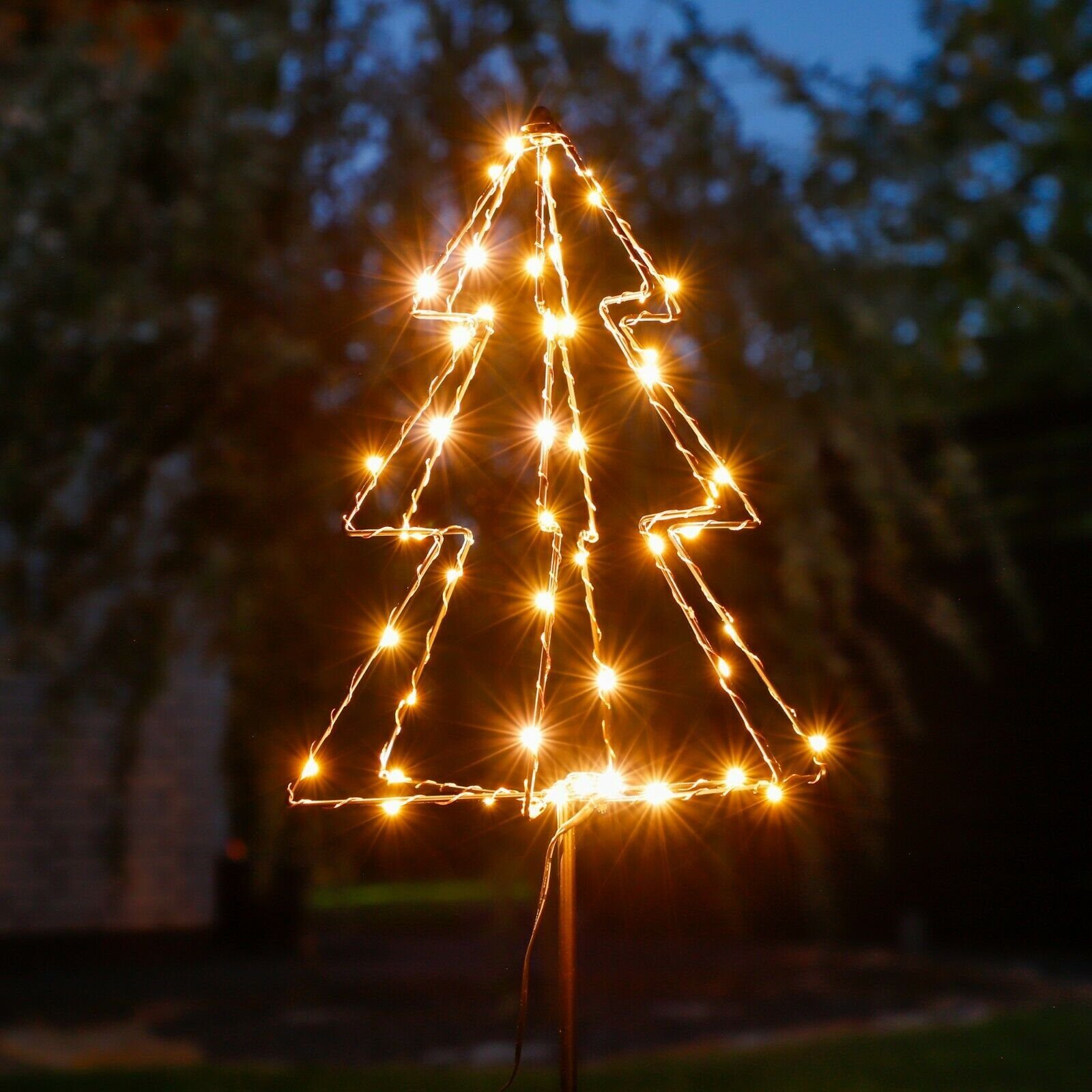 Meinposten LED-Lichterkette LED Tannenbaum Gartenstecker, 80 cm, 52 LEDs, warmweiß, Timer, 6-Stunden-Timer – Bild 4 von 5