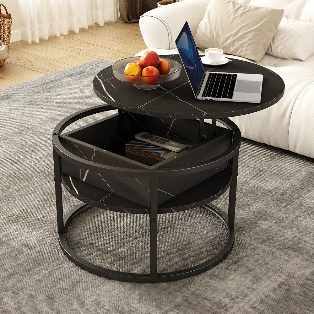 Vicco Couchtisch Marlo, Schwarz/Marmor-Weiß, 57 x 57 cm (1-St)