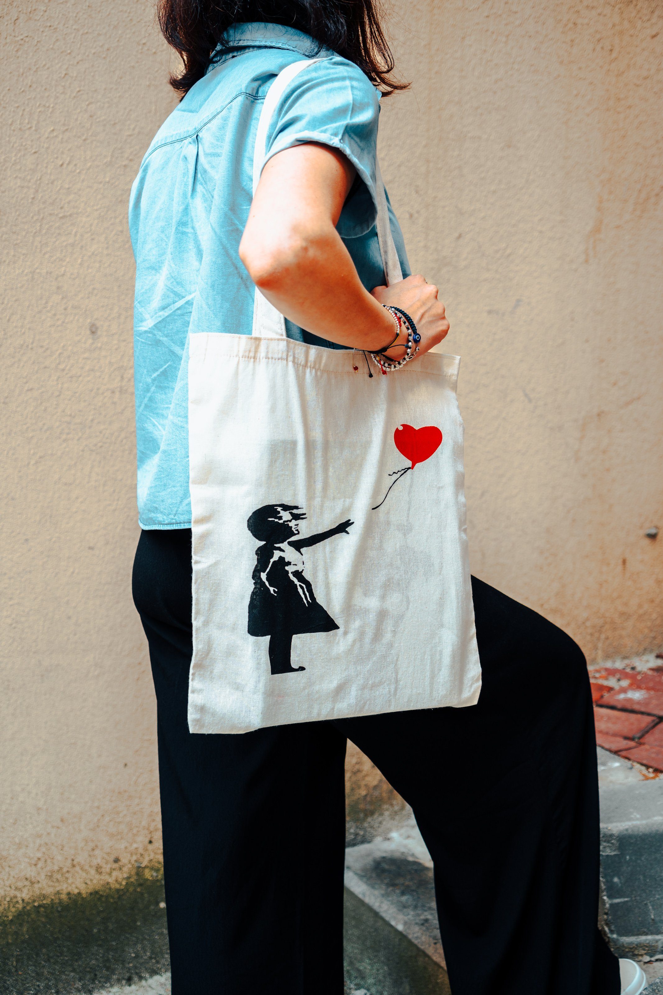 AvantgART Shopper Stoffbeutel Baumvolle, Jutebeutel, Banksy Kunstdruck, Tra günstig online kaufen