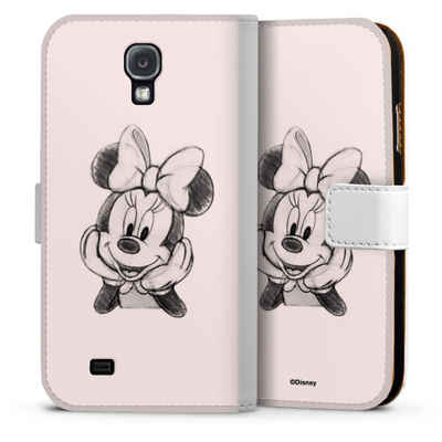 DeinDesign Handyhülle Minnie Mouse Offizielles Lizenzprodukt Disney Minnie Posing Sitting, Samsung Galaxy S4 Hülle Handy Flip Case Wallet Cover Handytasche Leder