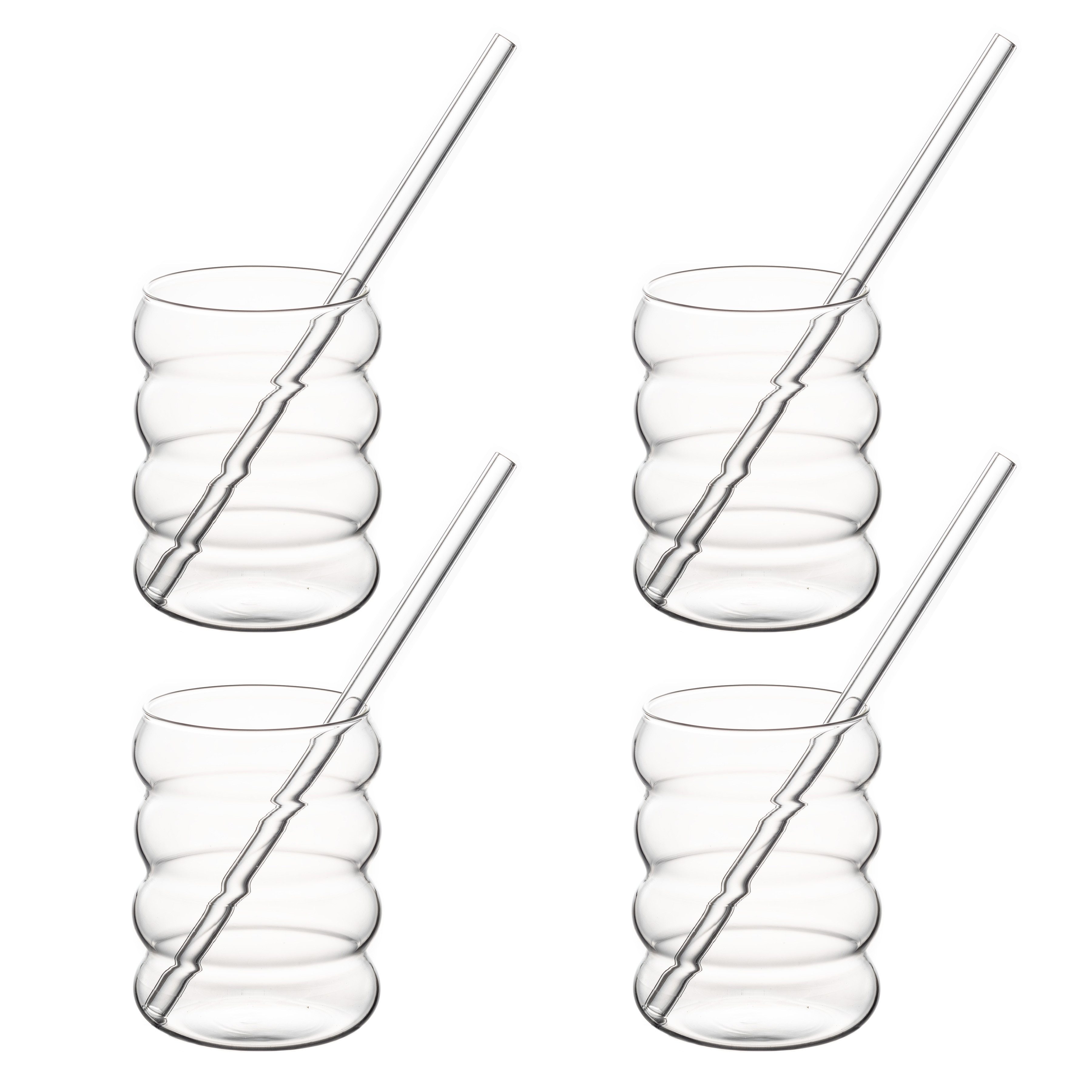 Hanseküche Стекло-Set Trinkgläser Set, Borosilikatglas, mit Glasstrohhalm - Perfekt für Eiskaffee, Wasser und Cocktails
