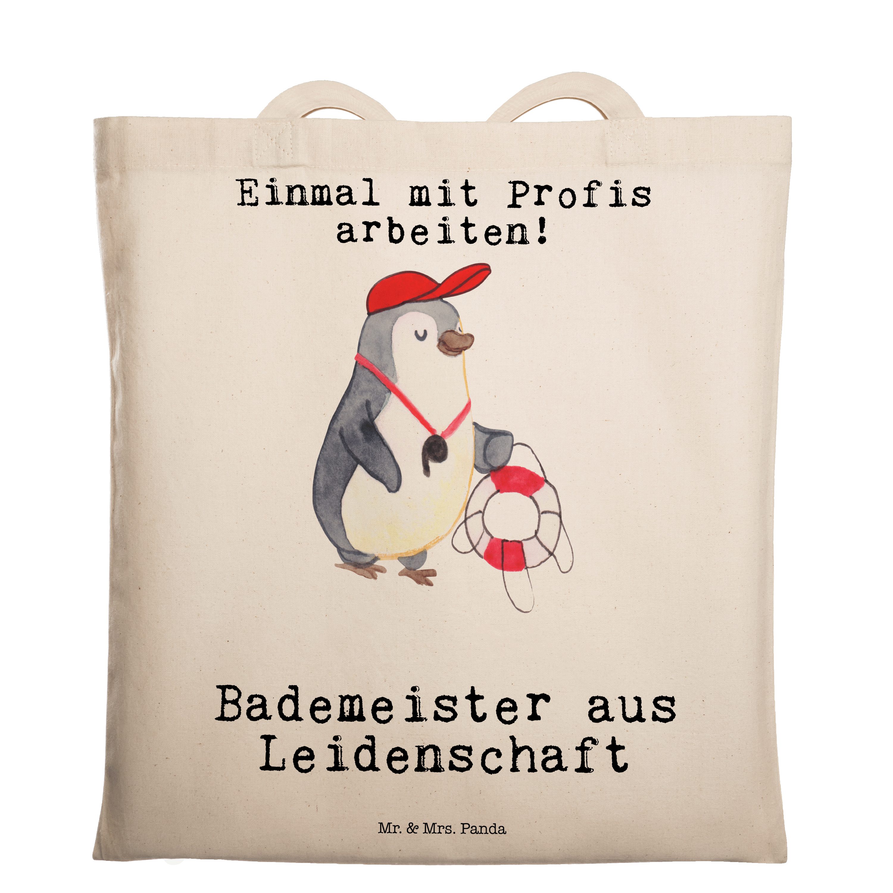 Mr. & Mrs. Panda Tragetasche Bademeister aus Leidenschaft - Transparent - Geschenk, Freibad, Beute (1-tlg)