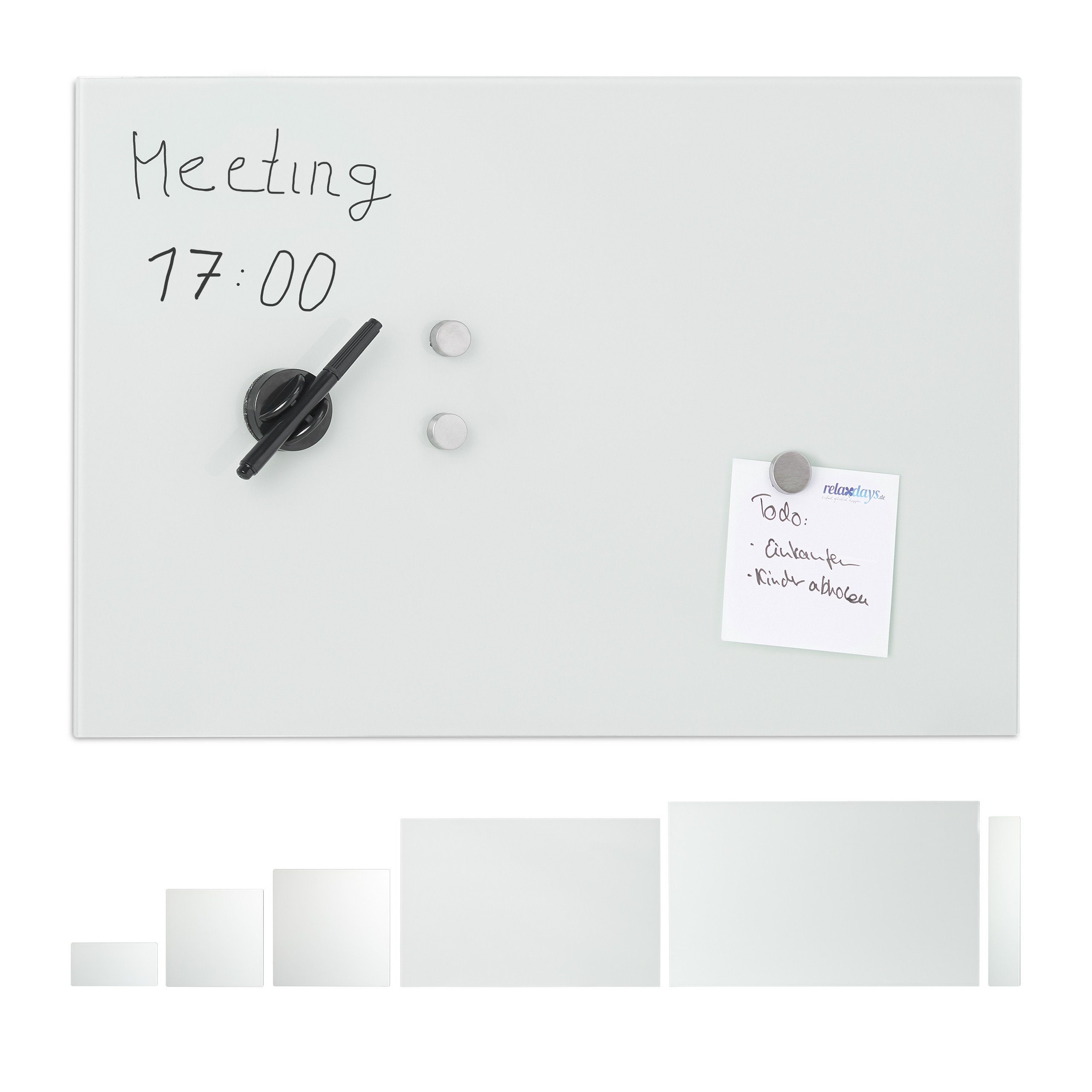 relaxdays Magnettafel Glas-Magnetboard Weiß, 60 x günstig online kaufen