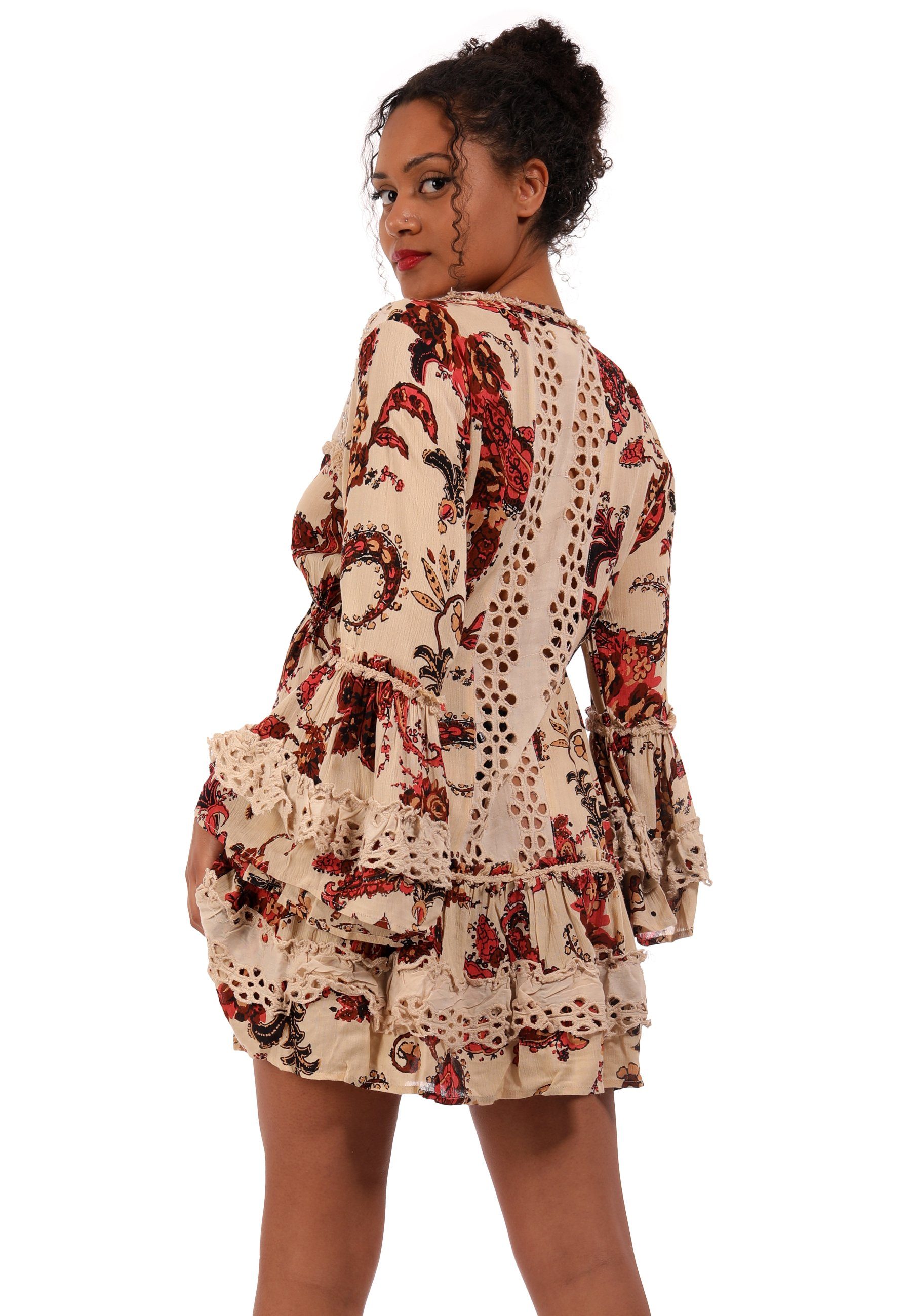Kinder Teens (Gr. 128 - 182) YC Fashion & Style Tunikakleid Bohemian Tunika Kleid aus Baumwolle (1-tlg) mit Blumendruck