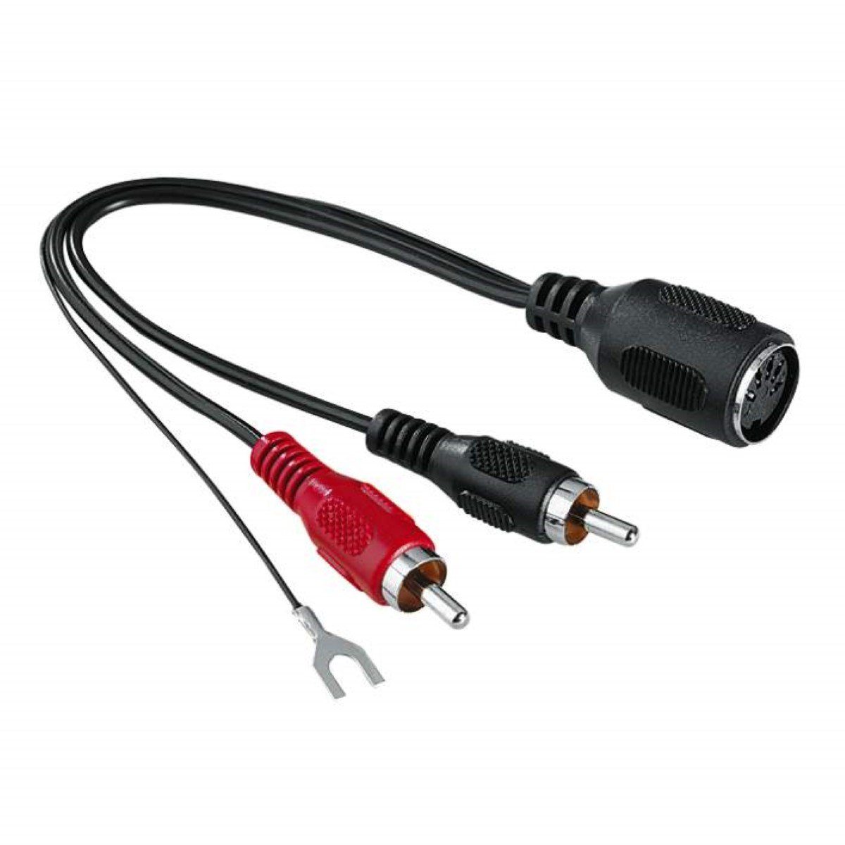 Hama Adapter DIN-Kupplung 5 polig + Masse zu Cinch Audio-Kabel,  RCA-Stecker, DIN 5-Pol. + Masse (10 cm), DIN-Buchse 5-Polig auf 2x Cinch-Stecker  RCA Cinch-Kabel, Audio-Adapter, Stereo passend für Verstärker Tonband  Tape-Deck HiFi
