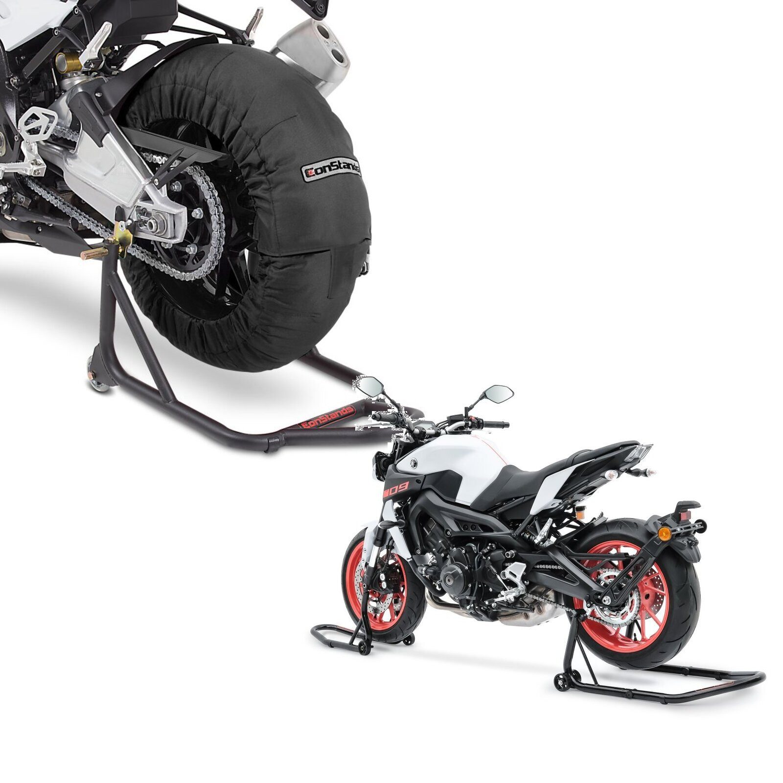 ConStands Motorradheber Set: Motorrad Reifenwärmer Set Laguna Seca # 60-80°C passend für Vorde