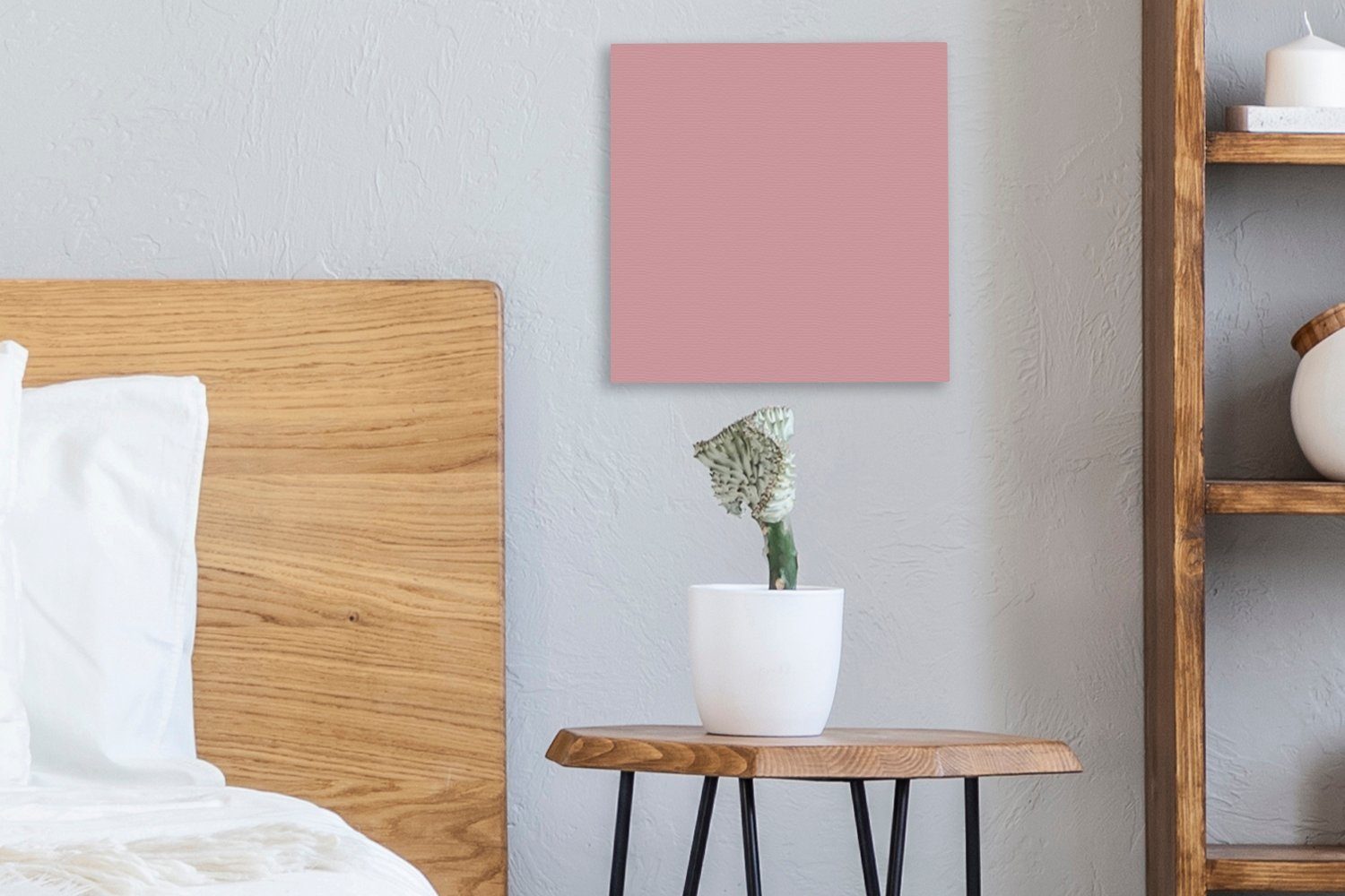 Rosa Einfarbig - Wohnzimmer Innenraum für - Farben St), - bunt Bilder Farbe, (1 Leinwand - Leinwandbild Schlafzimmer OneMillionCanvasses®