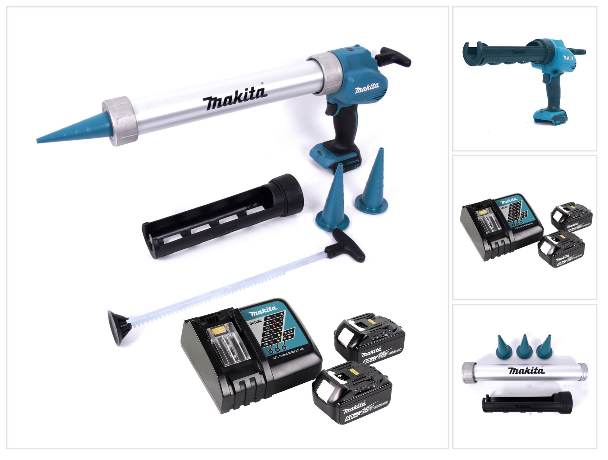 Makita Akku-Kartuschenpistole DCG 180 RGX Akku Kartuschenpistole 18 V 300 / 600 ml + 2x Akku 6,0 Ah