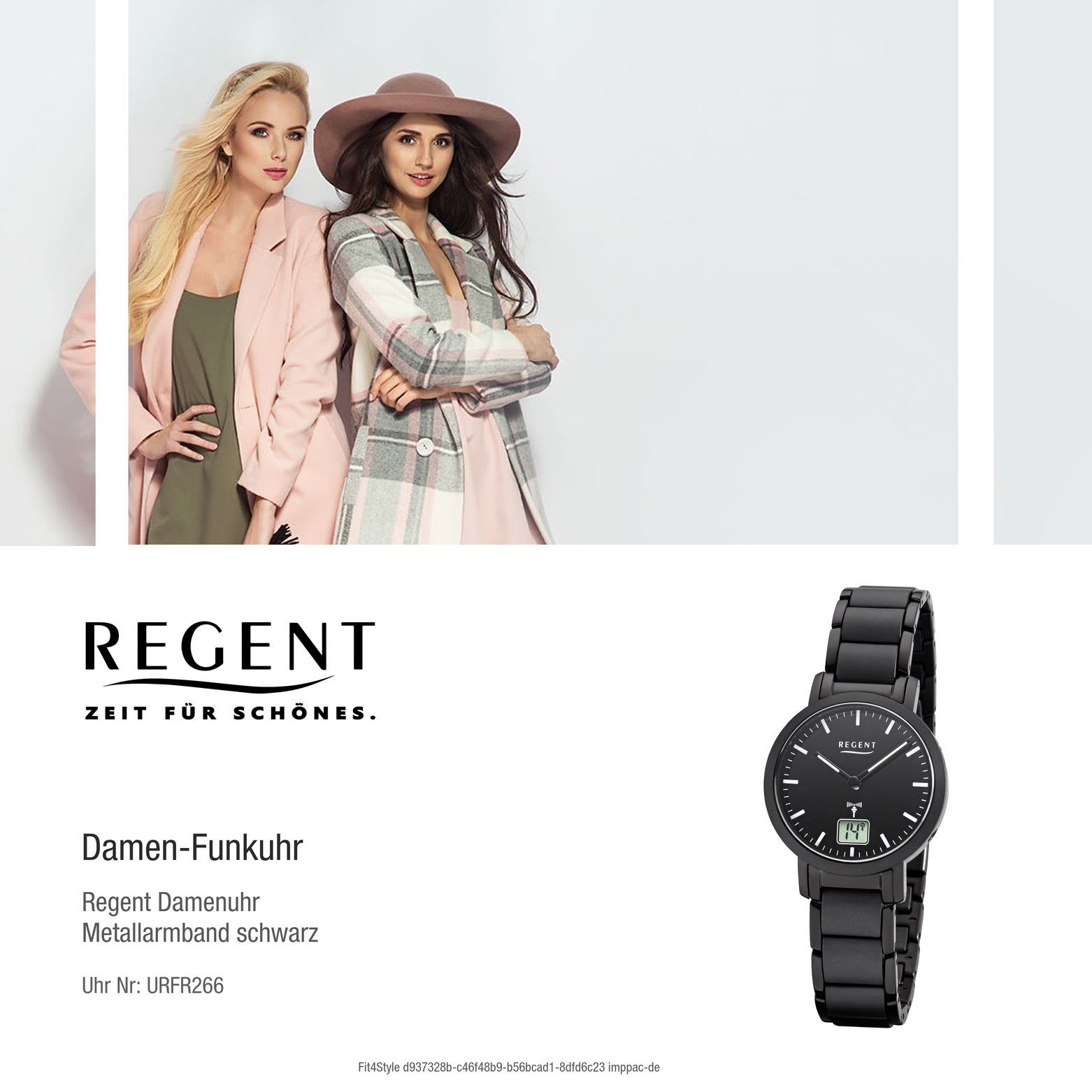 Damen Metallarmband rund, Metall Funkuhr 30mm), Uhr Funkwerk, Regent klein FR-266 Funkuhr Regent (ca. Damen