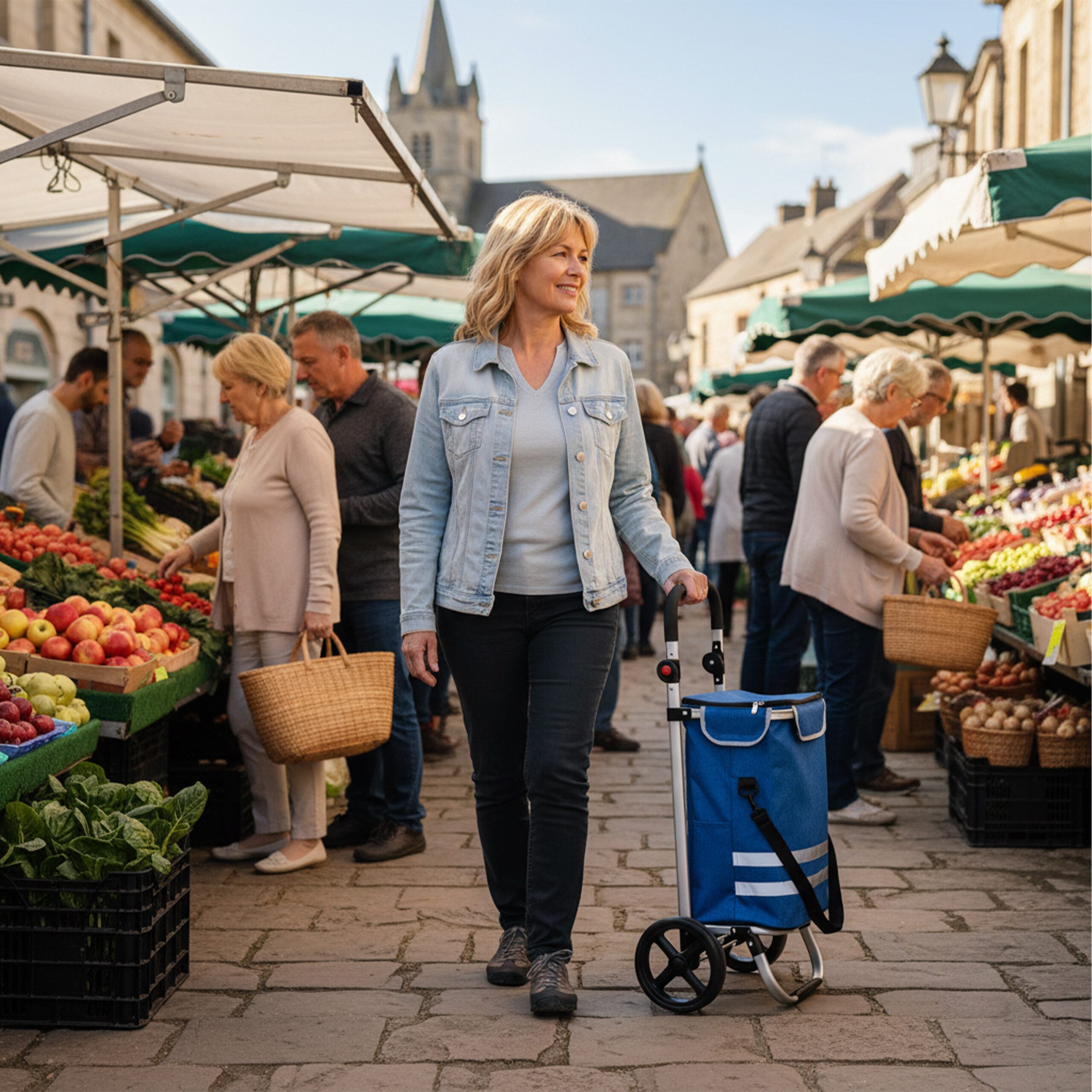 relaxdays Einkaufstrolley Klappbarer Einkaufstrolley 45 l, 45 l, blau günstig online kaufen