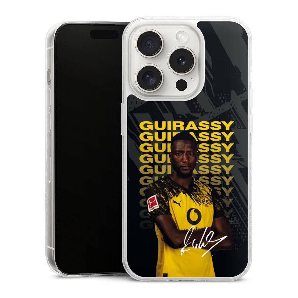 DeinDesign Handyhülle Borussia Dortmund Serhou Guirassy BVB Serhou Guirassy 25/26, Apple iPhone 15 Pro Slim Case Silikon Hülle Ultra Dünn Schutzhülle