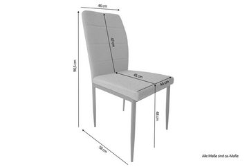 byLIVING Stuhl LYRA (2er-Set), Webstoffbezug in grau mit Ziernaht im Rücken, Gestell Metall schwarz