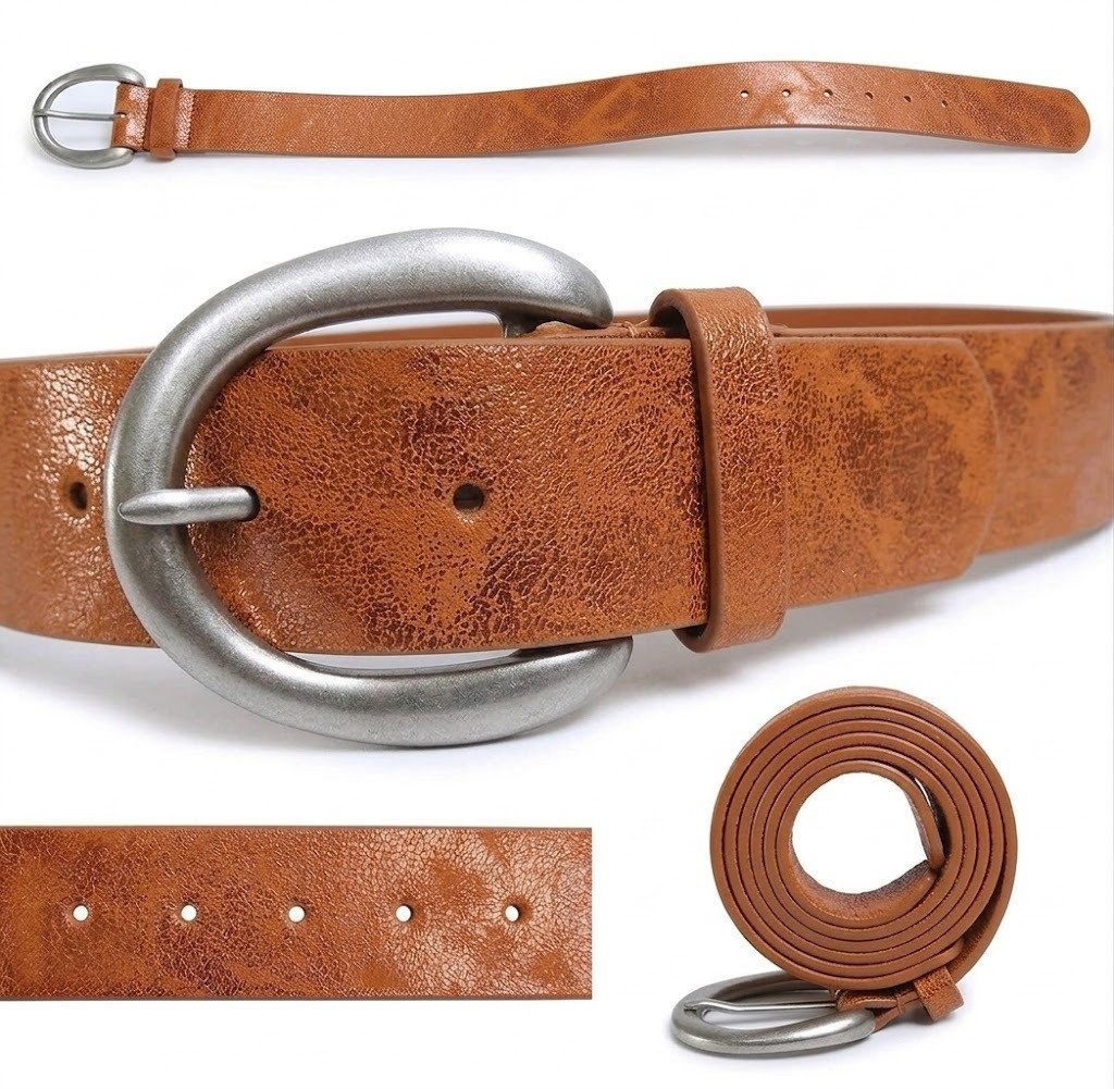 Ledergürtel Damengürtel, Hüftgürtel, Hosengürtel, Eckig Schnalle, 4cm Breit