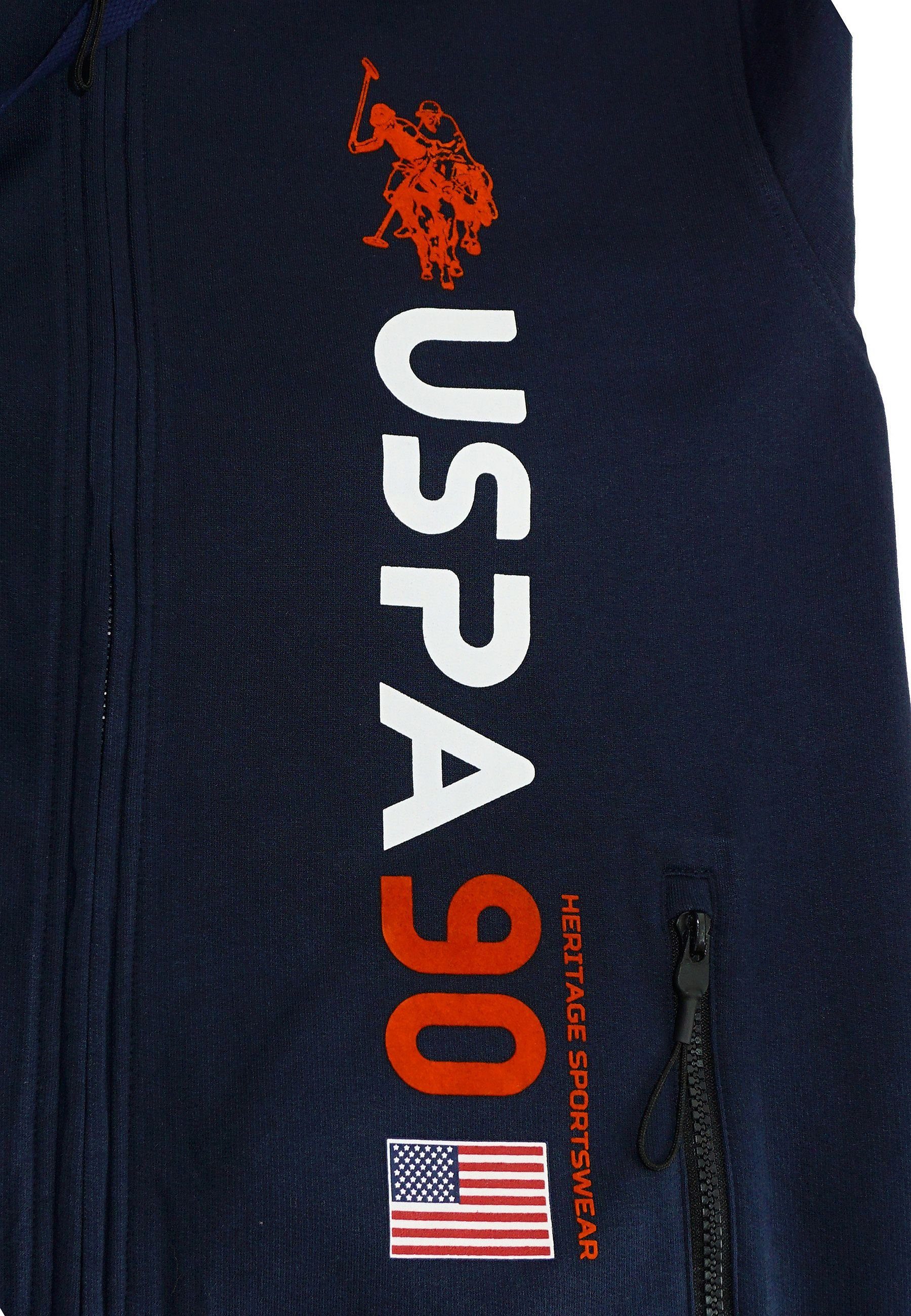 Sweatjacket Jacke 90 Hooded Kapuzensweatjacke USPA (1-tlg) dunkelblau U.S. Polo Assn