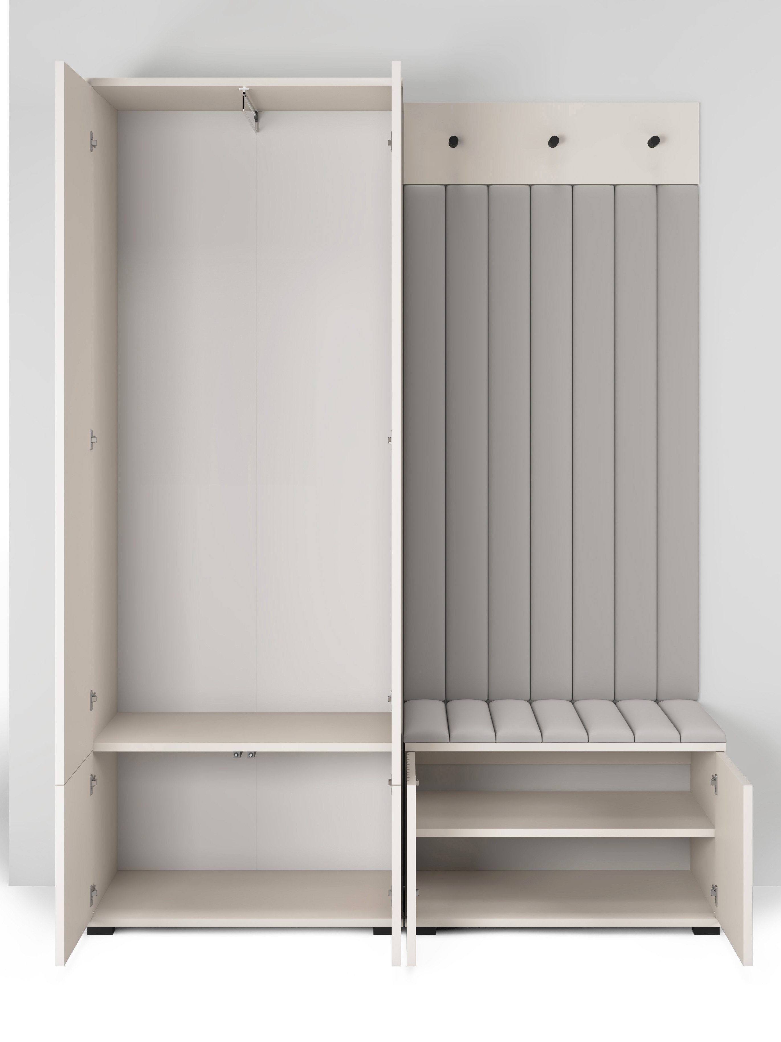 Compleo Garderoben-Set mit Sitbank, 2 Türen, Elegant design, Kaschmir
