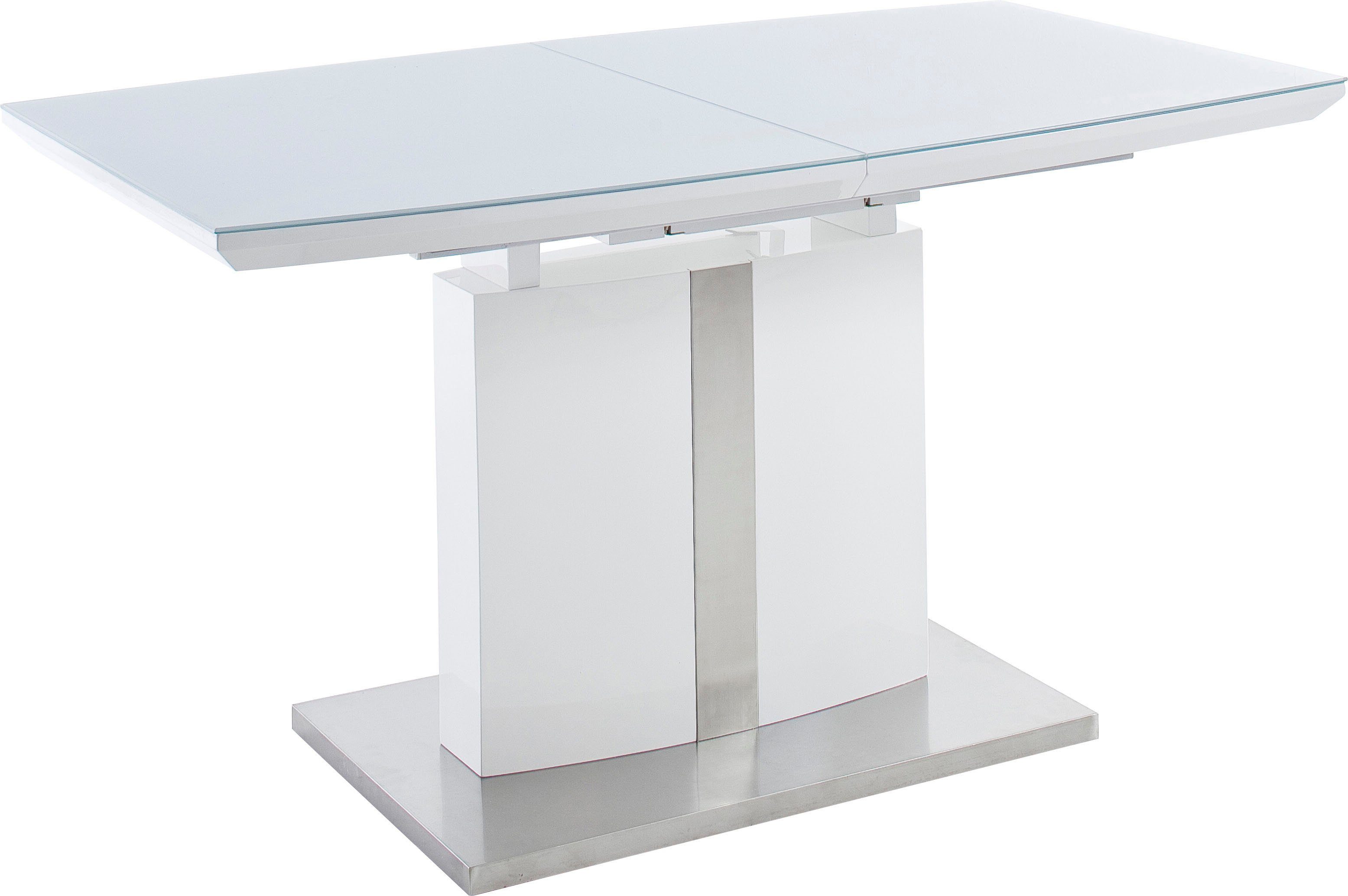 MCA furniture Esstisch Najuma, TOPSELLER! (Tisch, Esstisch, OTTOs Choice), Bootsform weiß mit Synchronauszug, Sicherheitsglas