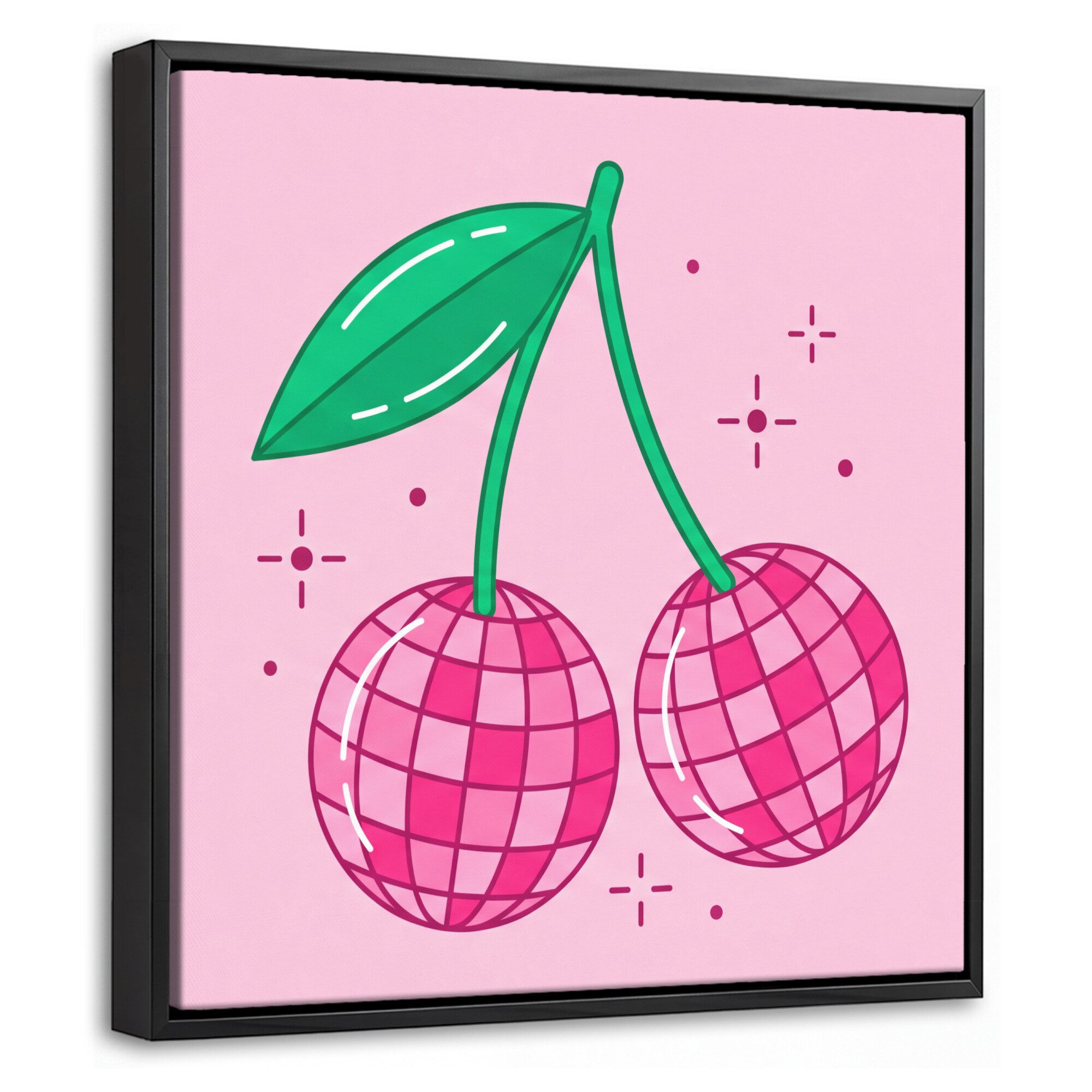 OneMillionCanvasses® Leinwandbild mit Rahmen - Dekoration – Discokugel – Party – Rosa, Fotodruck (1 St), Leinwand Bilder Klein, Wand Dekoration Aesthetic 20x20cm