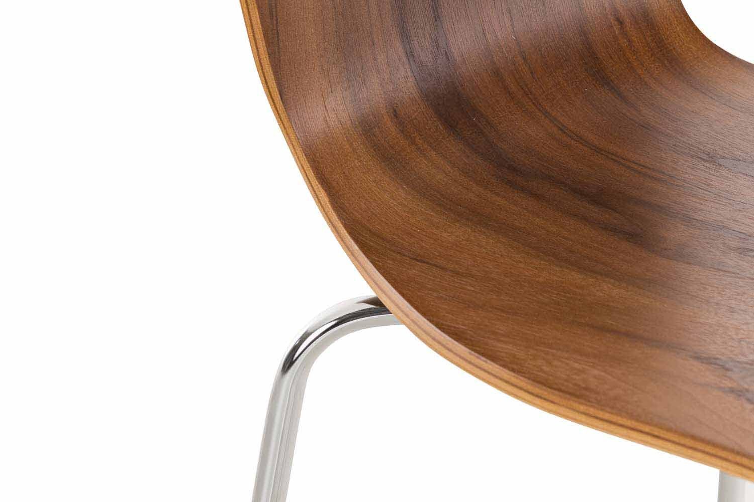Aaron, CLP Besucherstuhl geformter Holzsitz walnuss ergonomisch Metall,