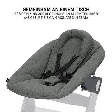 Hauck Hochstuhl Beta Plus White - Newborn Set, Babystuhl ab Geburt inkl. Aufsatz für Neugeborene, Tisch, Sitzauflage