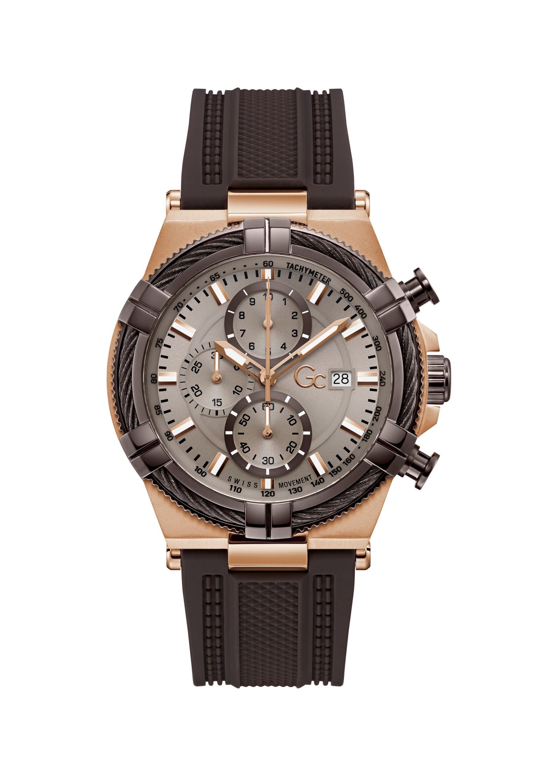 Guess Collection Quarzuhr Gc IronForce Chrono Silicone, (1-tlg., Not a set – not applicable to this product), Quarz Chronograph