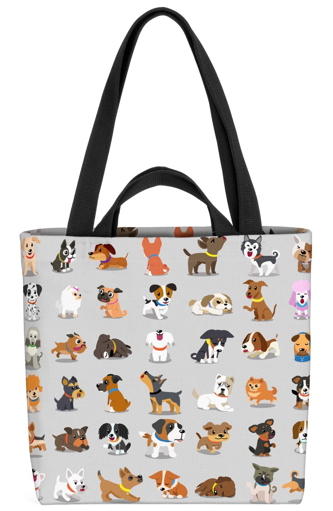 VOID Henkeltasche (1-tlg), Hundewelpen Comic grau Hunde Hündchen Welpen Haustier Tiere Babys Kinder