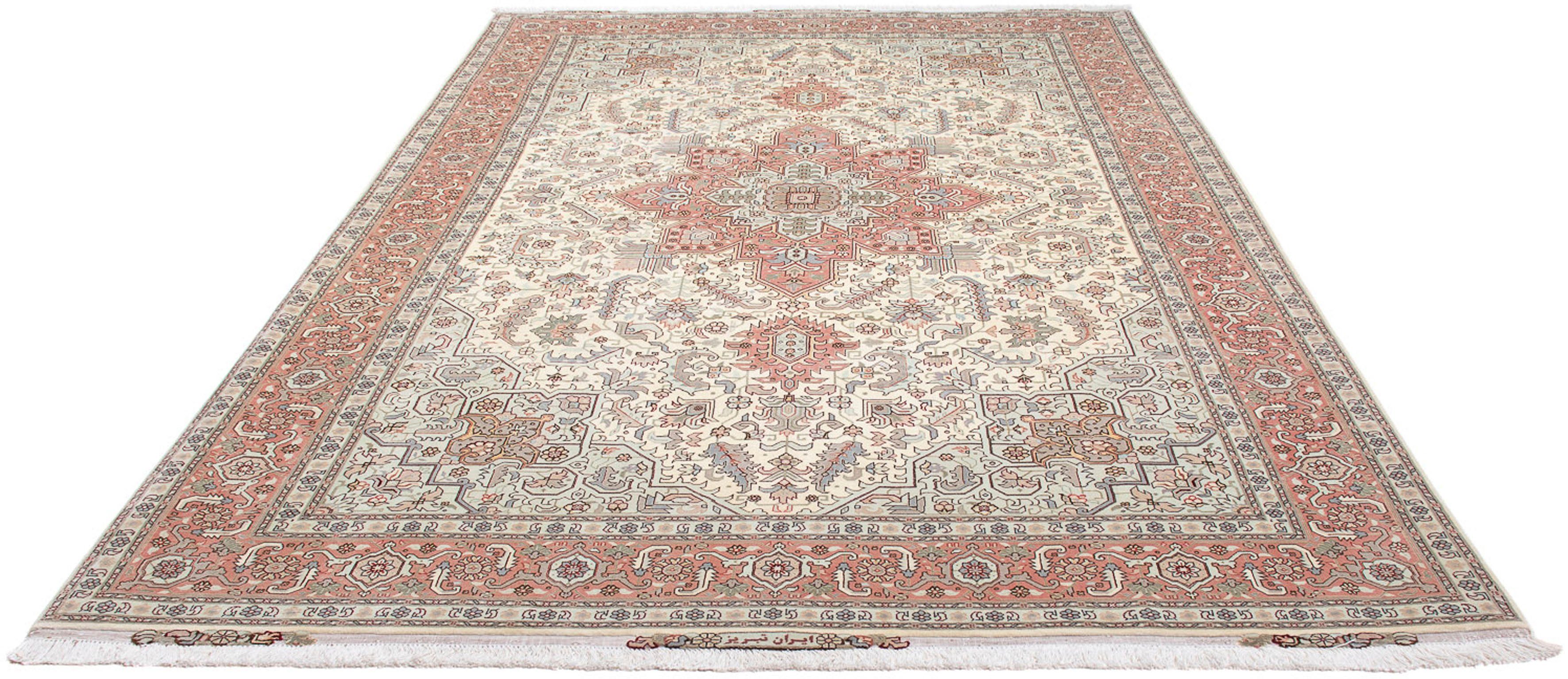 Orientteppich Perser - Täbriz - Royal - 310 x 206 cm - beige, morgenland, rechteckig, Höhe: 7 mm, Wohnzimmer, Handgeknüpft, Einzelstück mit Zertifikat | Kurzflor-Teppiche