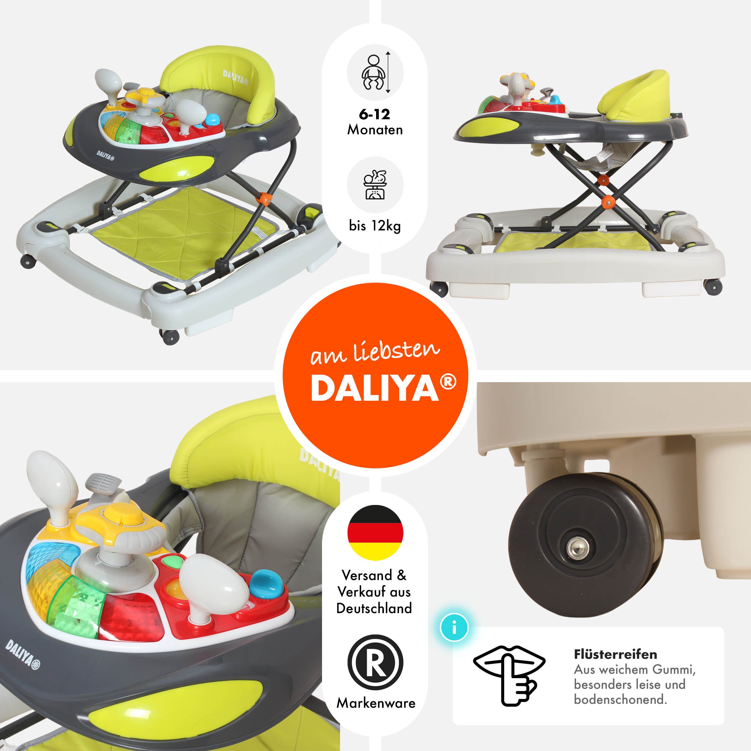 Daliya® Lauflernwagen BELLINO Lauflernhilfe mit Musik, Licht & Schaukelfunk günstig online kaufen