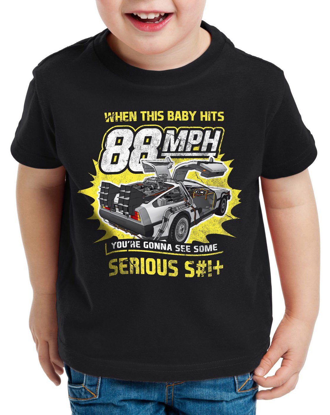 style3 Print-Shirt Kinder T-Shirt 88mph DMC zeitreise zukunft delorean schwarz