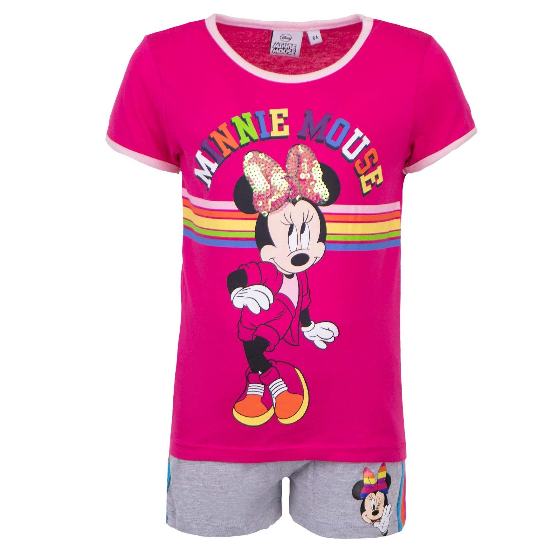 Disney Minnie Gr., T-Shirt Minnie T-Shirt 98 Disney Maus Shorts plus bis 128 Gr. Mouse Kinder Mädchen Sommerset Pink