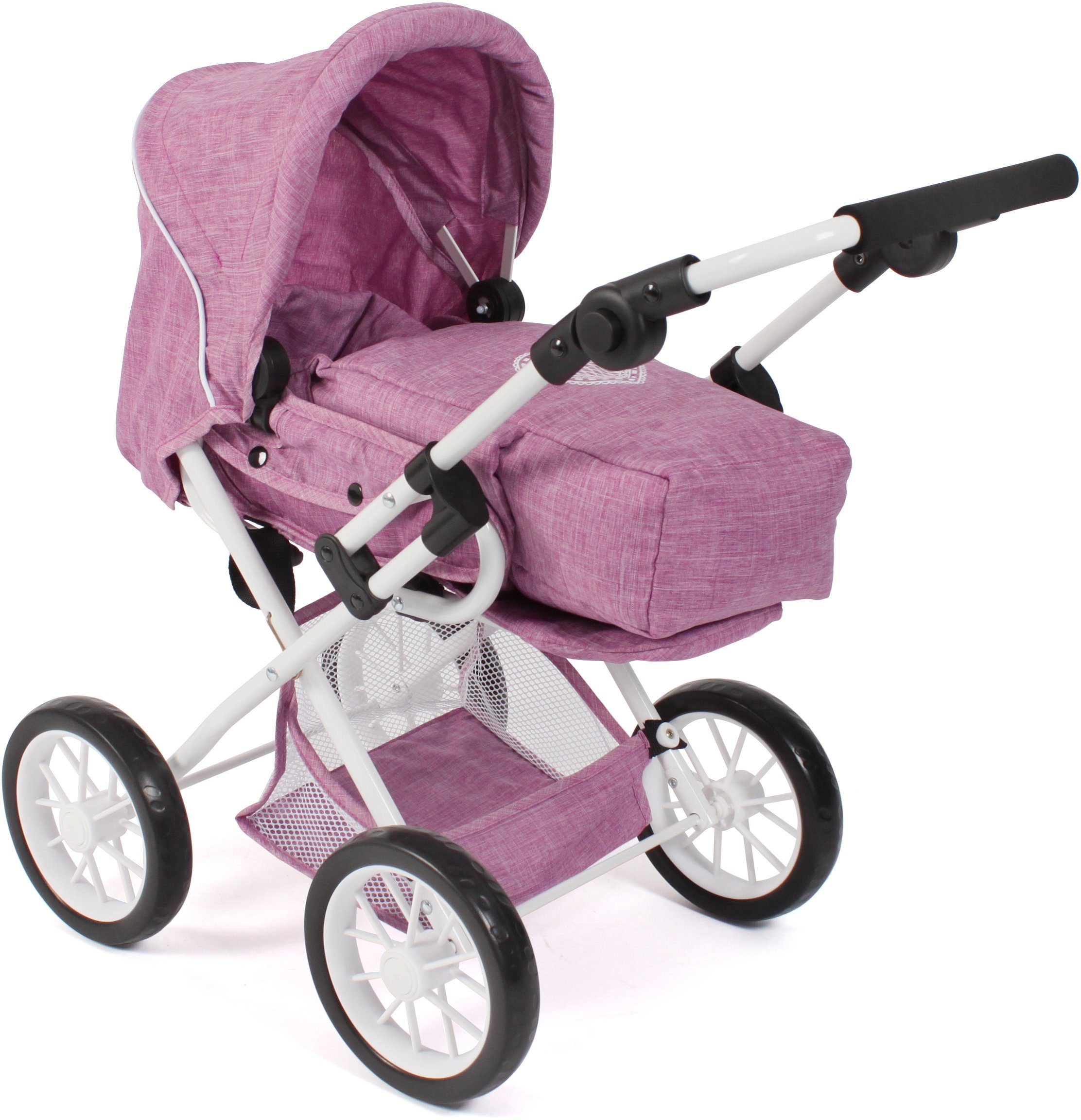 Kombi-Puppenwagen Leni, Jeans Pink