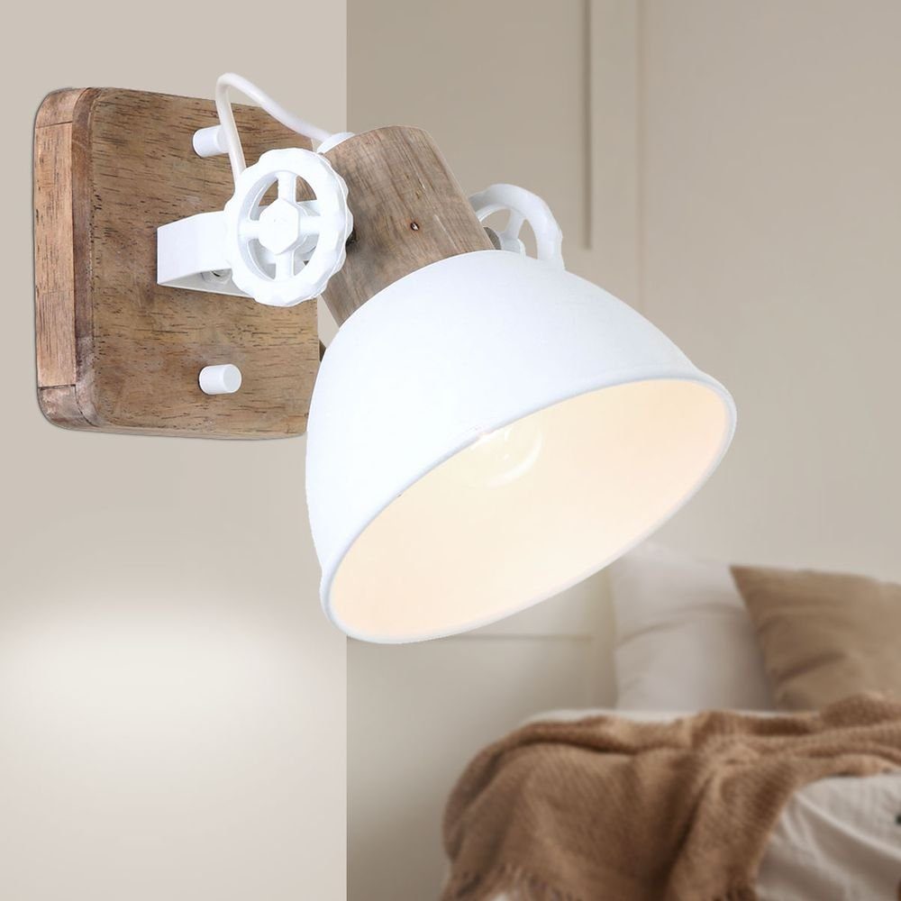 Steinhauer Lampe LIGHTING Leuchtmittel Spot Wandleuchte, Vintage Zimmer Wohn weiß nicht inklusive, Eichenholz Leuchte Strahler Wand