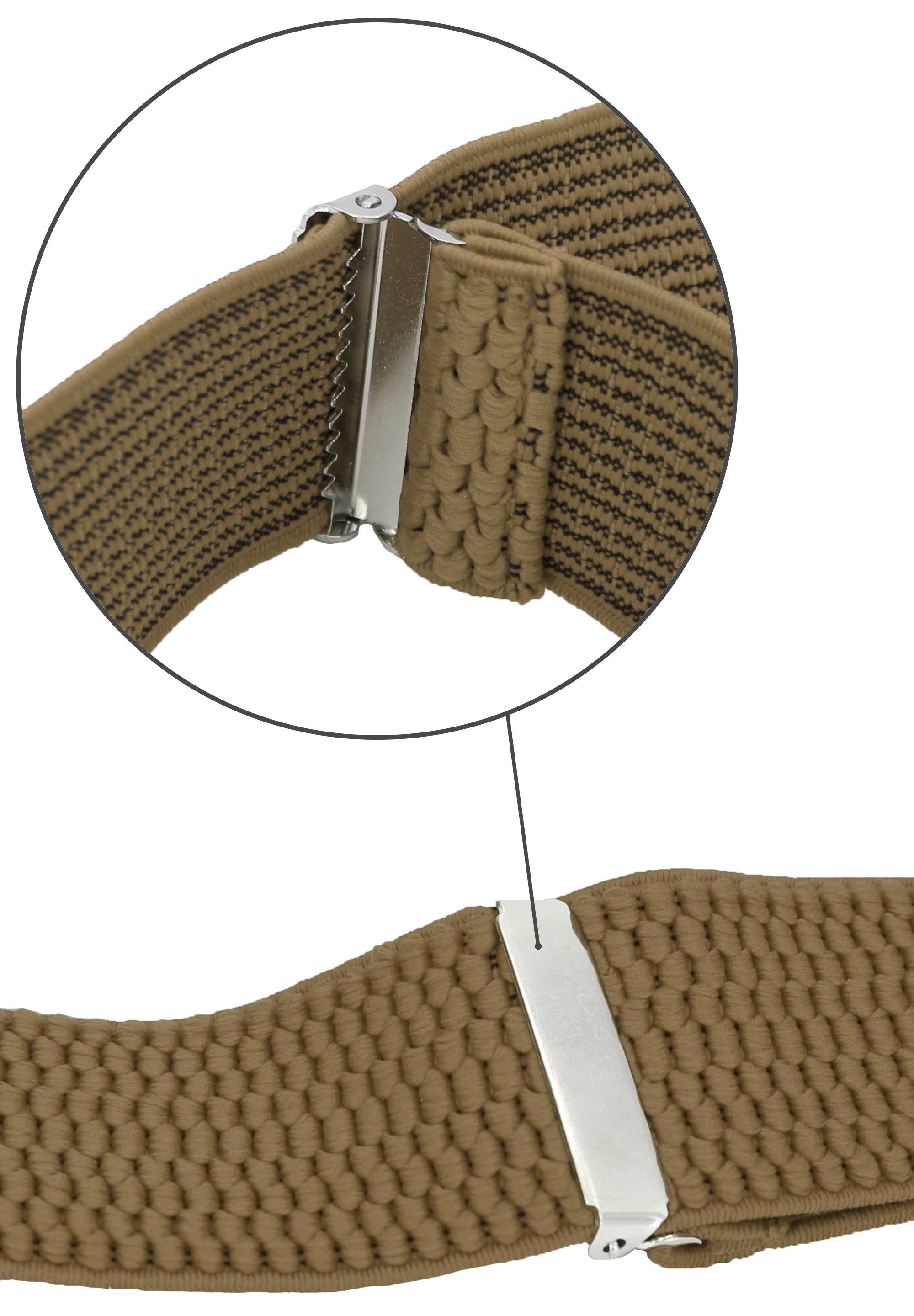 Fabio Farini Hosenträger 4cm Breites X-Design verstellbar mit extra starken Clipverschluss, Beige – Bild 5 von 5