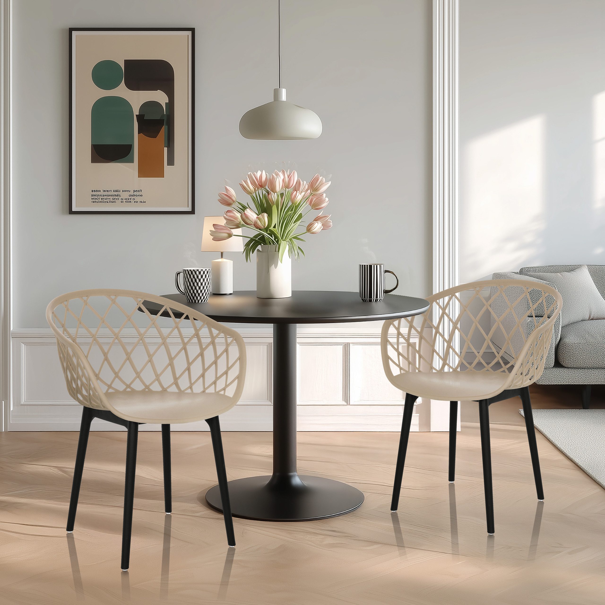 hjh OFFICE Schalenstuhl Schalenstuhl BEGIO Esszimmerstuhl Kunststoff (Einzeln), Gartenstuhl, Balkonstuhl mit Armlehnen, 76 x 57 x 53 cm