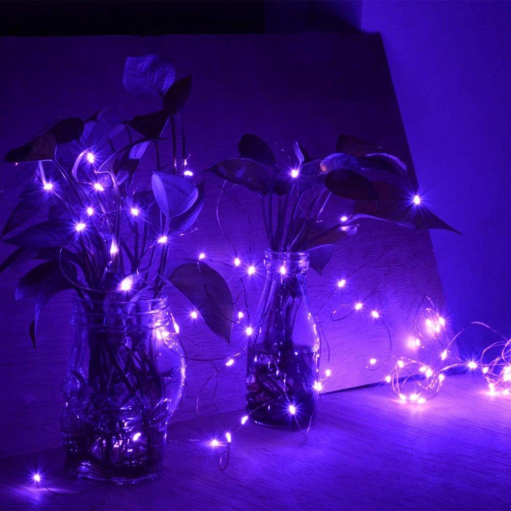 Kupferdraht, Außen Party Wasserdicht Halloween IP44 Zeremonien Batterie, Lichter, 4M LED-Lichterkette Beleuchtung, für Sunicol Weihnachten Deko, Purple