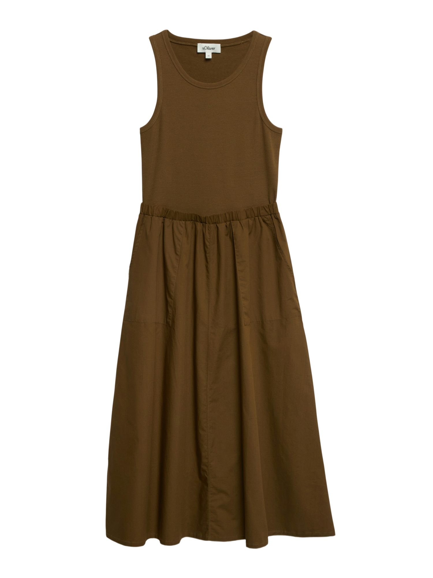 s.Oliver Partykleid braun,Casual,Baumwolle,Unifarben,Rundhals,Ärmellos,Regular Fit