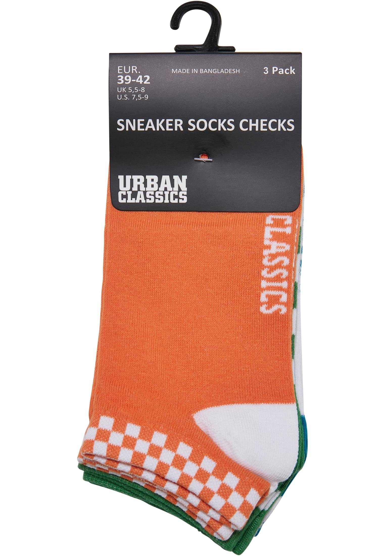 URBAN CLASSICS Freizeitsocken Accessoires Sneaker orange/green/teal Checks 3-Pack (1-Paar) Socks