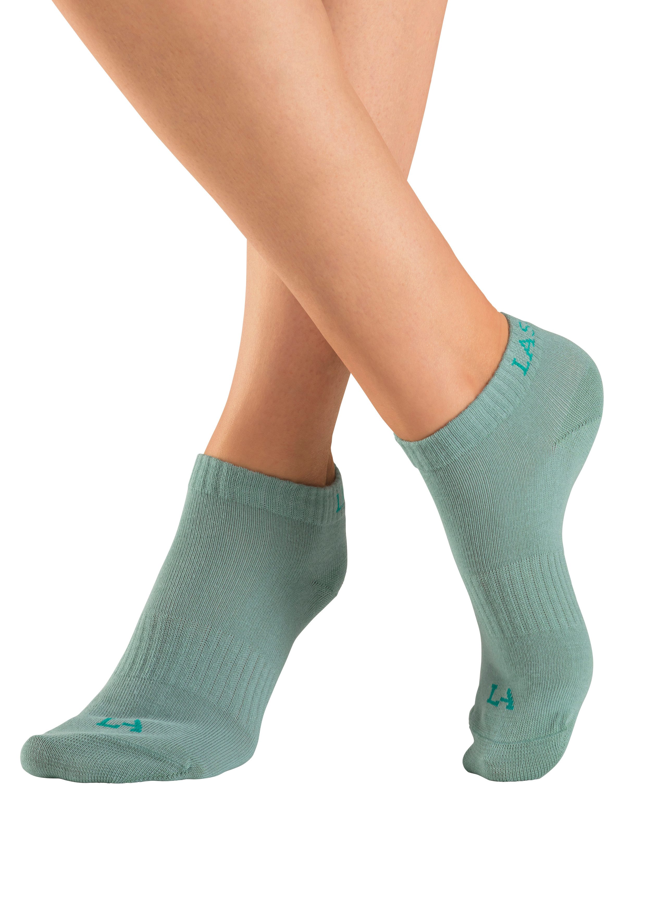 LASCANA ACTIVE Sneakersocken Damen Sportsocken, Kurzsocken ohne Frottee Laufsocken (Packung, 6-Paar, Gr. 35-38 bis 39-42) mit eingestricktem Marken Logo – Bild 3 von 5