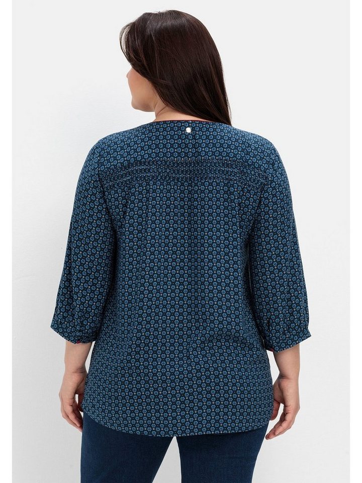 Sheego Shirtbluse Große Größen mit Smok- und Kontrastdetails