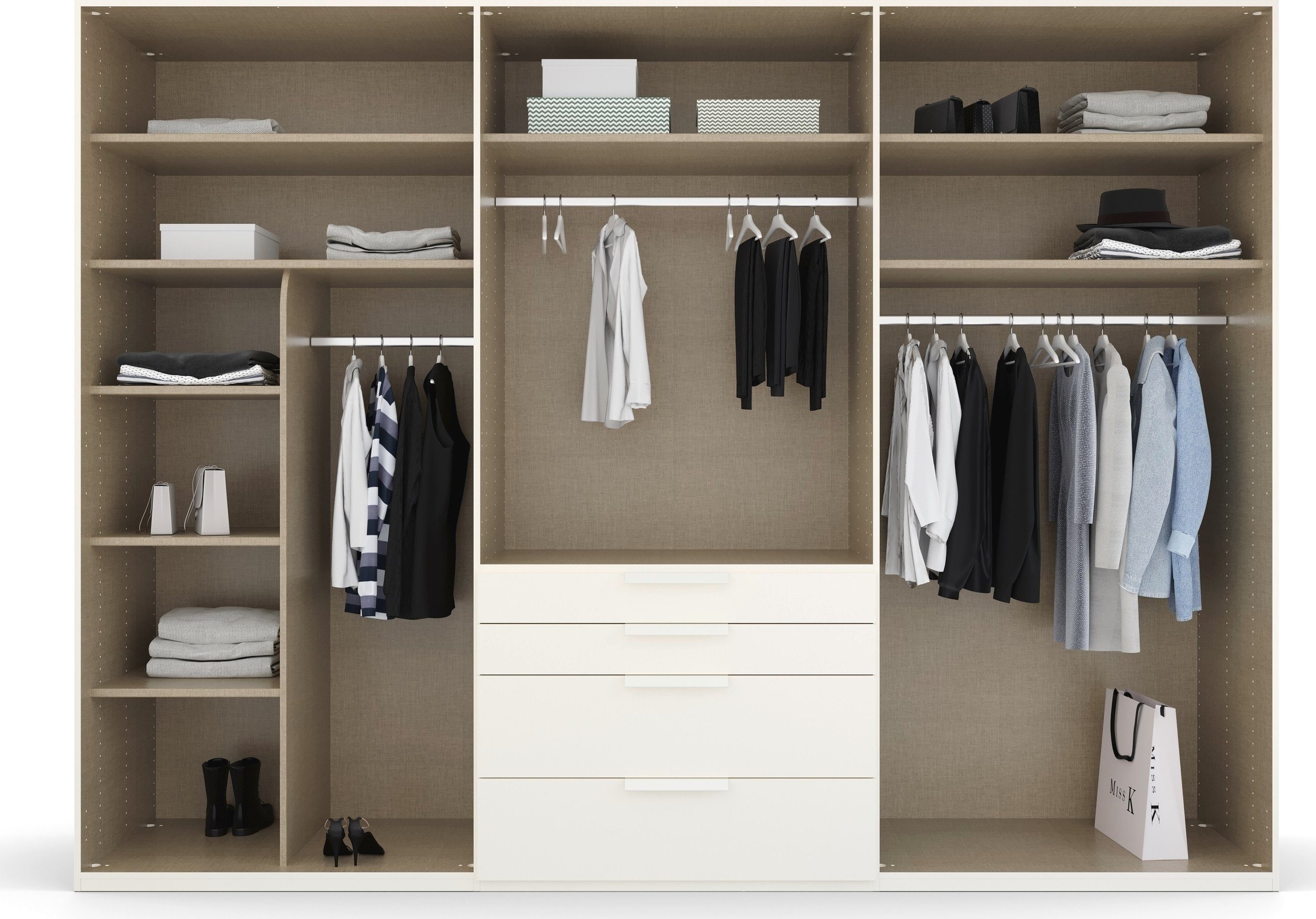 rauch Drehtürenschrank Kleiderschrank Schrank Garderobe Wäscheschrank PURISMA Glasfront (in den Breiten 151/201/251/301 cm, inkl. SOFT-CLOSE-FUNKTION) mit Schub – Bild 4 von 5