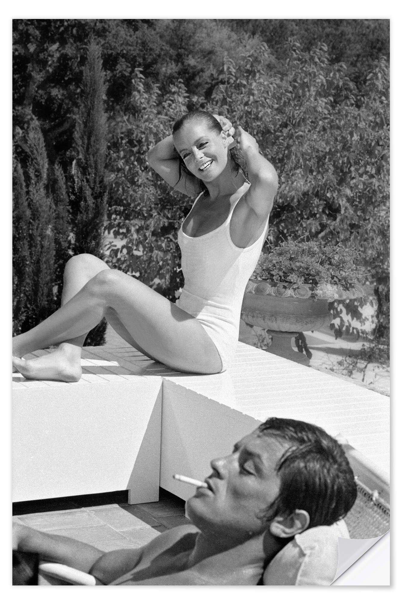 Posterlounge Wandfolie Bridgeman Images, Romy Schneider und Alain Delon, Der Swimmingpool, 1968, Wohnzimmer Fotografie