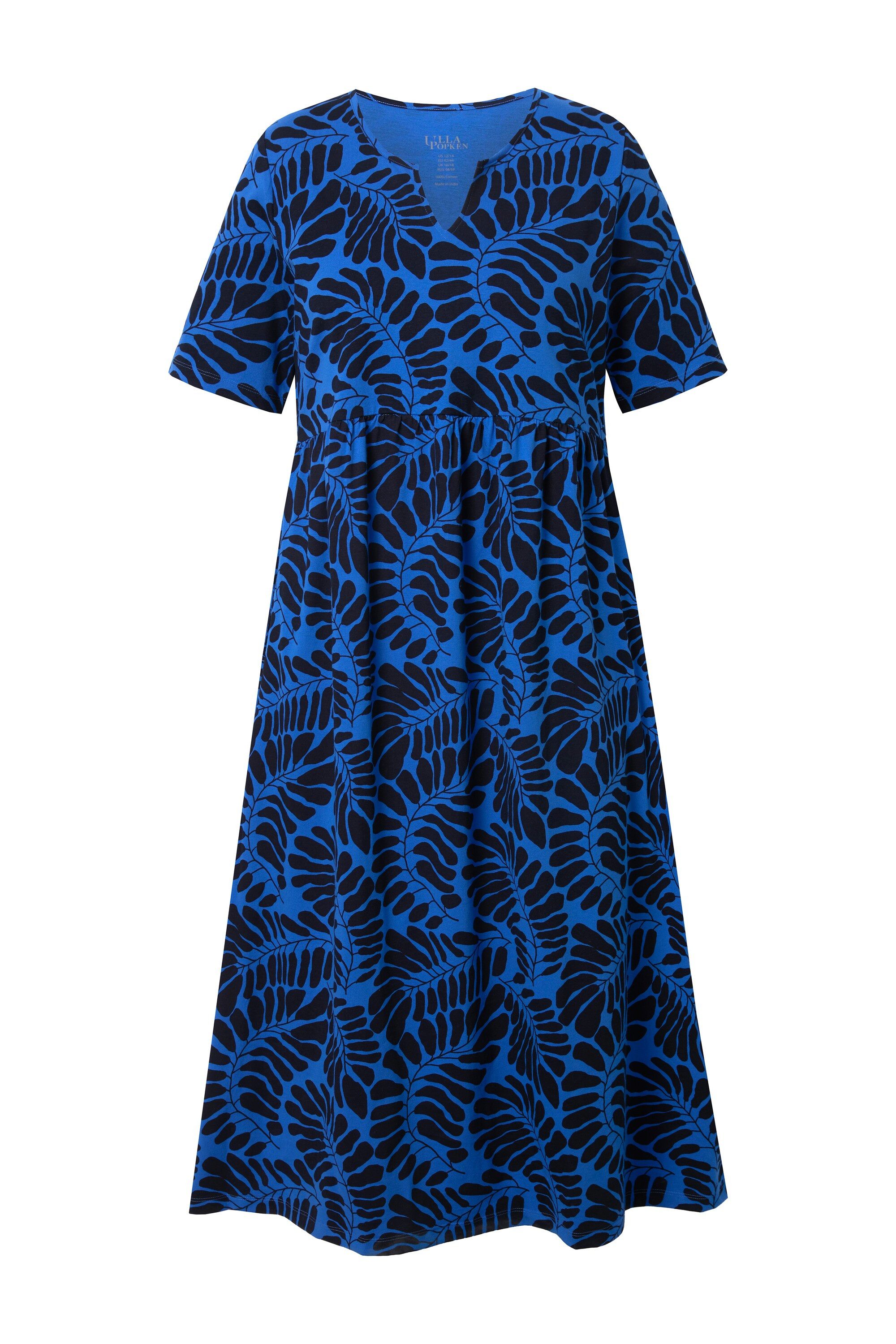 Ulla Popken Maxikleid Maxikleid A-Linie Tunika-Ausschnitt günstig online kaufen